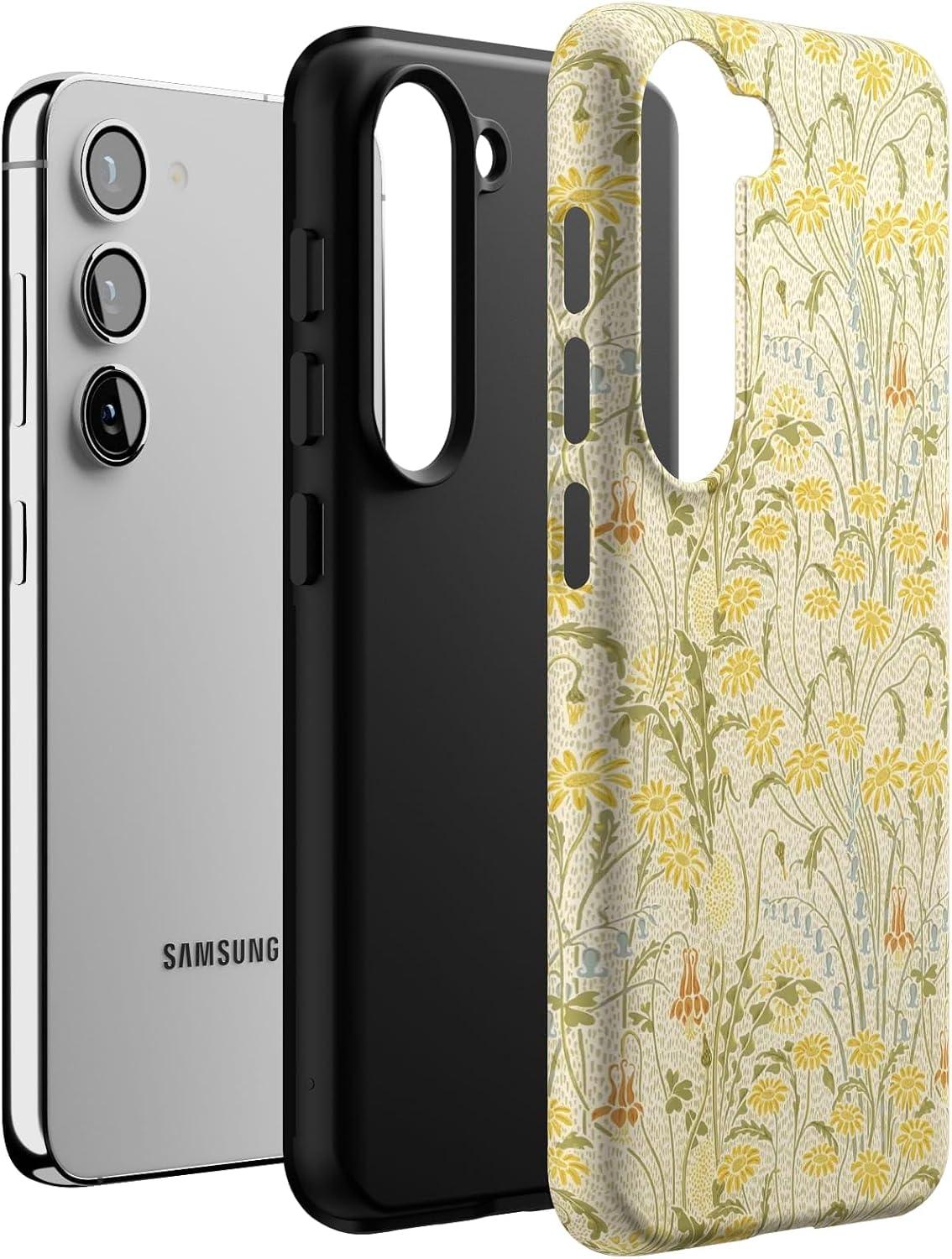 imageCasely Galaxy S23 Case Poppy Meadows Pastel Floral Essential Slim DualLayer Protective DesignBoho Blooms Golden Floral