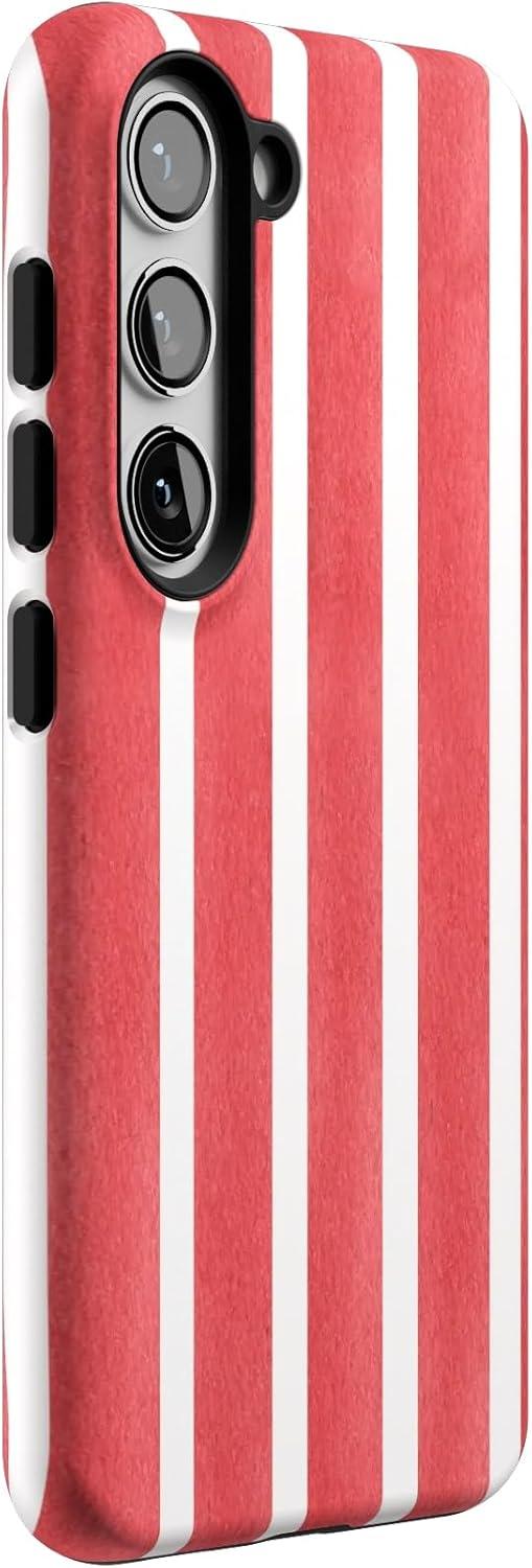 imageCasely Galaxy S23 Case Poppy Meadows Pastel Floral Essential Slim DualLayer Protective DesignEast Coast Summer Red Stripes