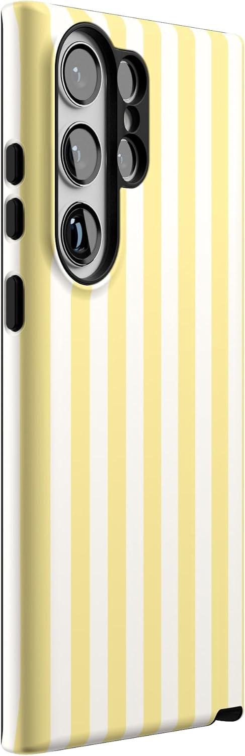 imageCasely Galaxy S23 Ultra Case Nantucket Cottage Blue Hydrangea Essential Slim DualLayer Protective DesignButter Yellow Stripes Sunday Best