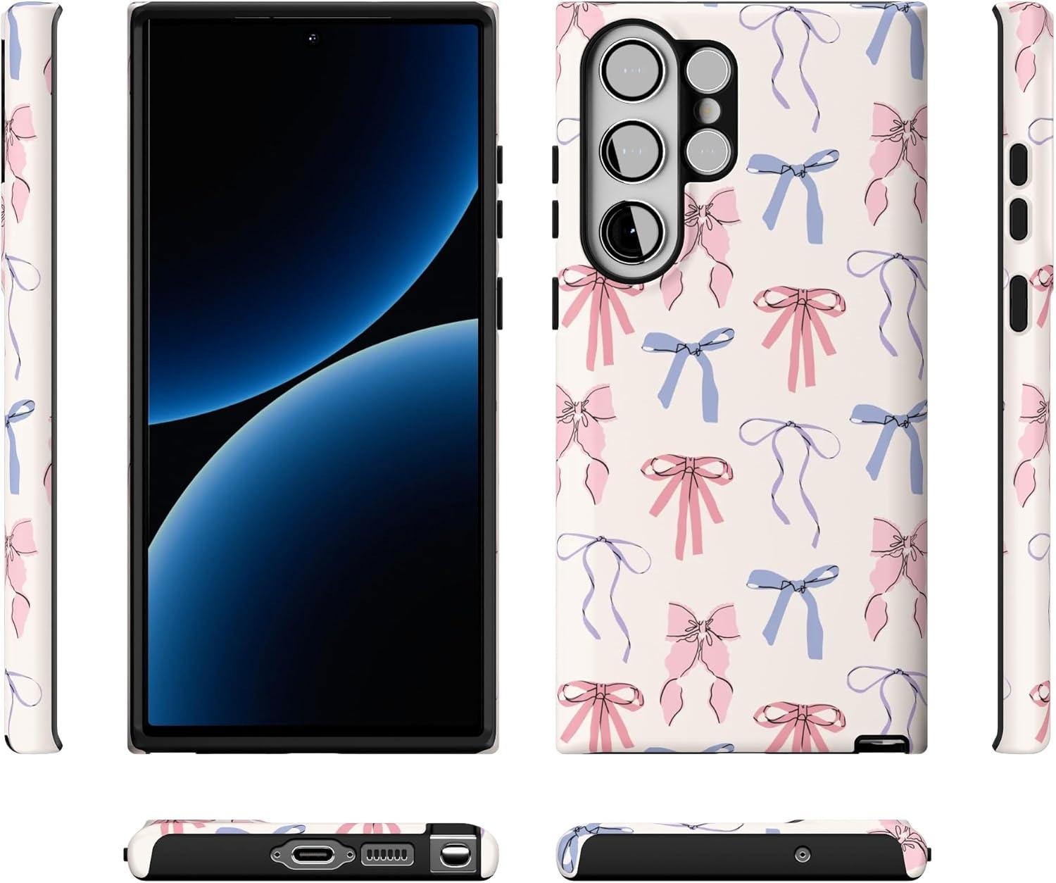 imageCasely Galaxy S23 Ultra Case Nantucket Cottage Blue Hydrangea Essential Slim DualLayer Protective DesignCoquette Girlie Pastel Bows