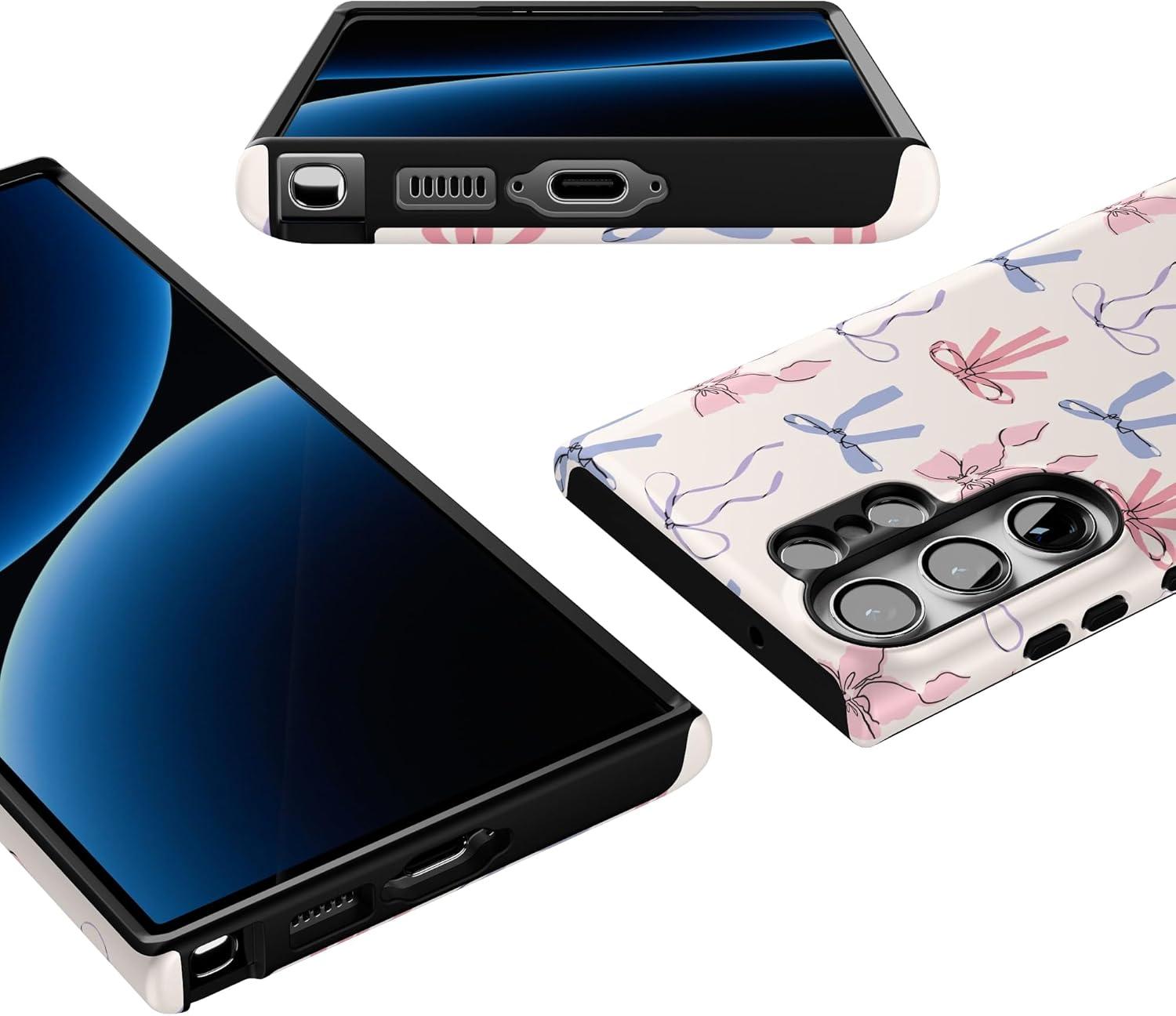 imageCasely Galaxy S23 Ultra Case Nantucket Cottage Blue Hydrangea Essential Slim DualLayer Protective DesignCoquette Girlie Pastel Bows