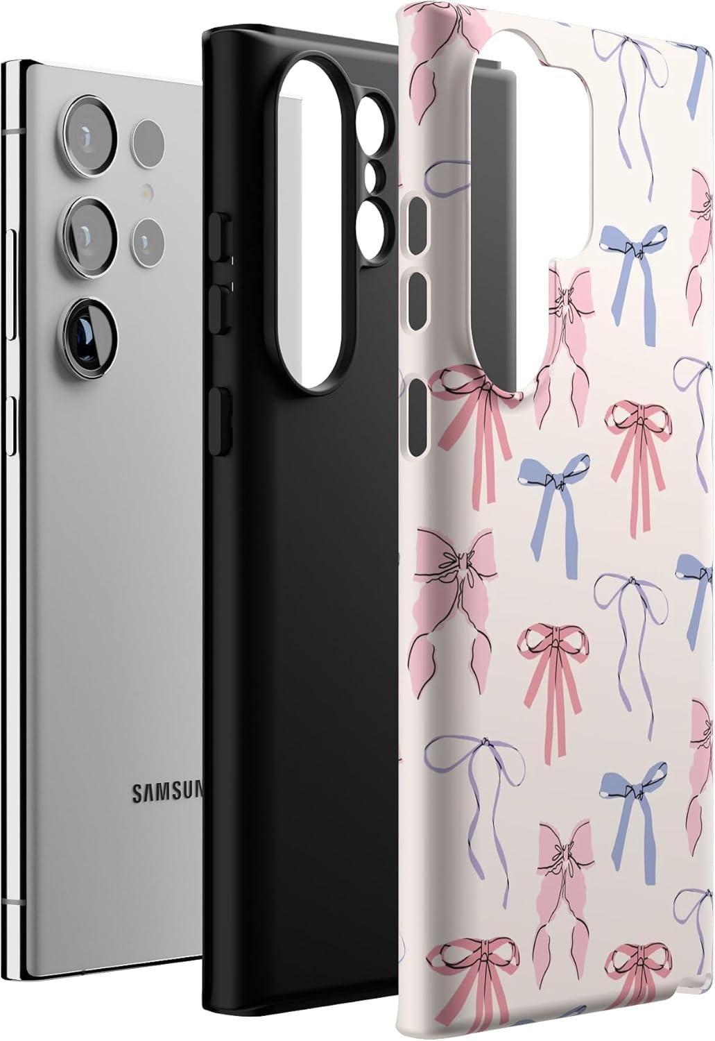 imageCasely Galaxy S23 Ultra Case Nantucket Cottage Blue Hydrangea Essential Slim DualLayer Protective DesignCoquette Girlie Pastel Bows