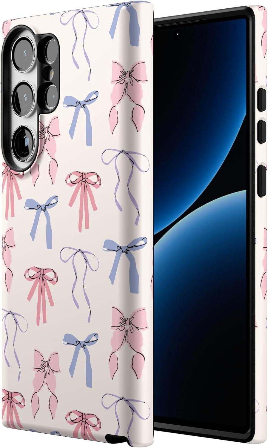 imageCasely Galaxy S23 Ultra Case Nantucket Cottage Blue Hydrangea Essential Slim DualLayer Protective DesignCoquette Girlie Pastel Bows