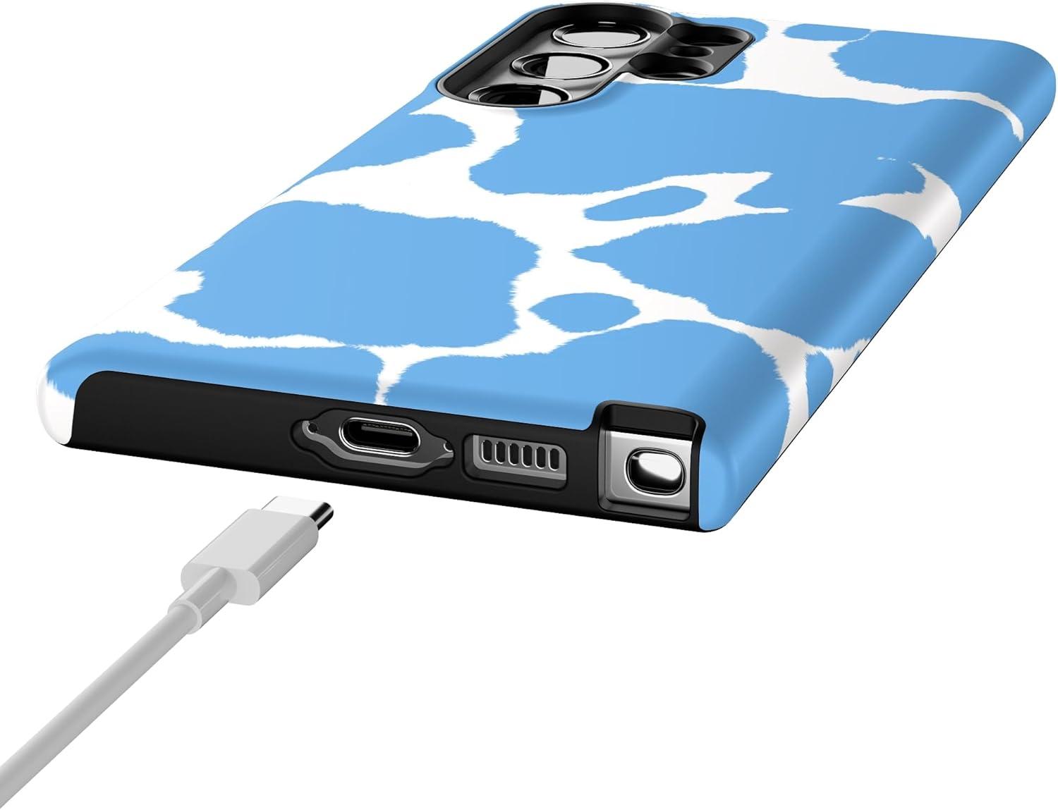 imageCasely Galaxy S23 Ultra Case Nantucket Cottage Blue Hydrangea Essential Slim DualLayer Protective DesignCurrent MOOd Light Blue Cow Print