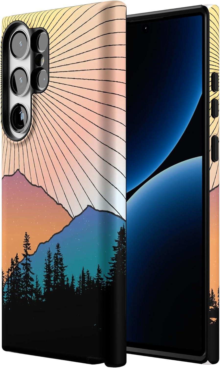 imageCasely Galaxy S23 Ultra Case Nantucket Cottage Blue Hydrangea Essential Slim DualLayer Protective DesignGolden Hour Mountain Sunset