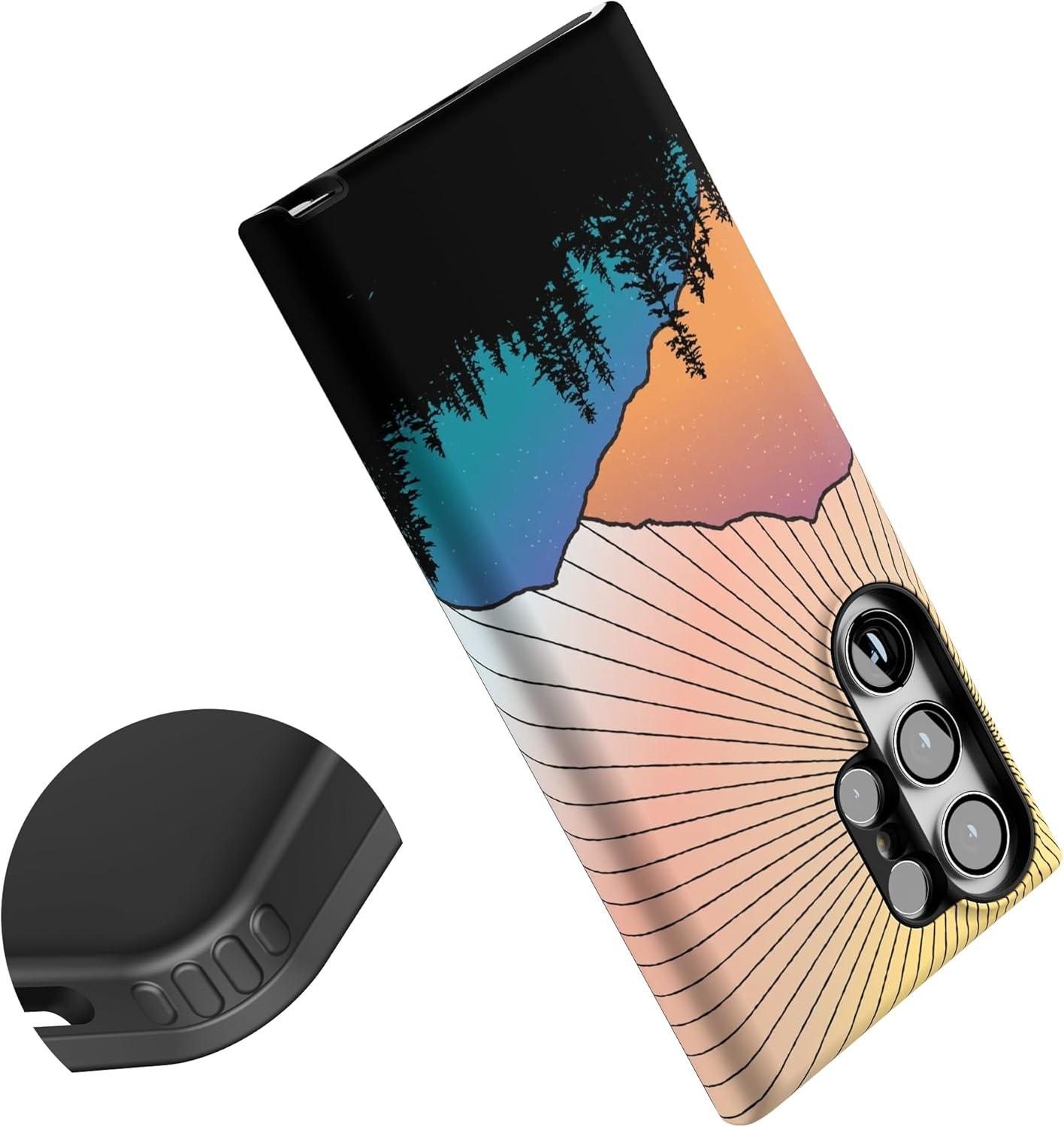 imageCasely Galaxy S23 Ultra Case Nantucket Cottage Blue Hydrangea Essential Slim DualLayer Protective DesignGolden Hour Mountain Sunset