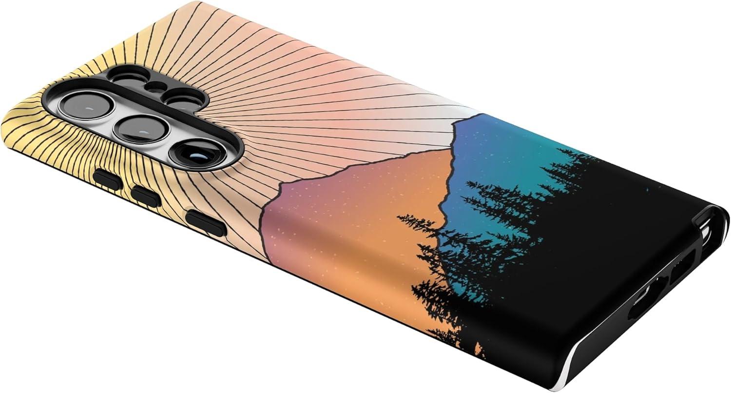 imageCasely Galaxy S23 Ultra Case Nantucket Cottage Blue Hydrangea Essential Slim DualLayer Protective DesignGolden Hour Mountain Sunset