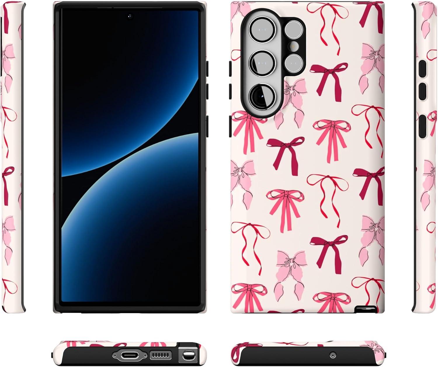 imageCasely Galaxy S23 Ultra Case Nantucket Cottage Blue Hydrangea Essential Slim DualLayer Protective DesignLover Girlie Pink Bows