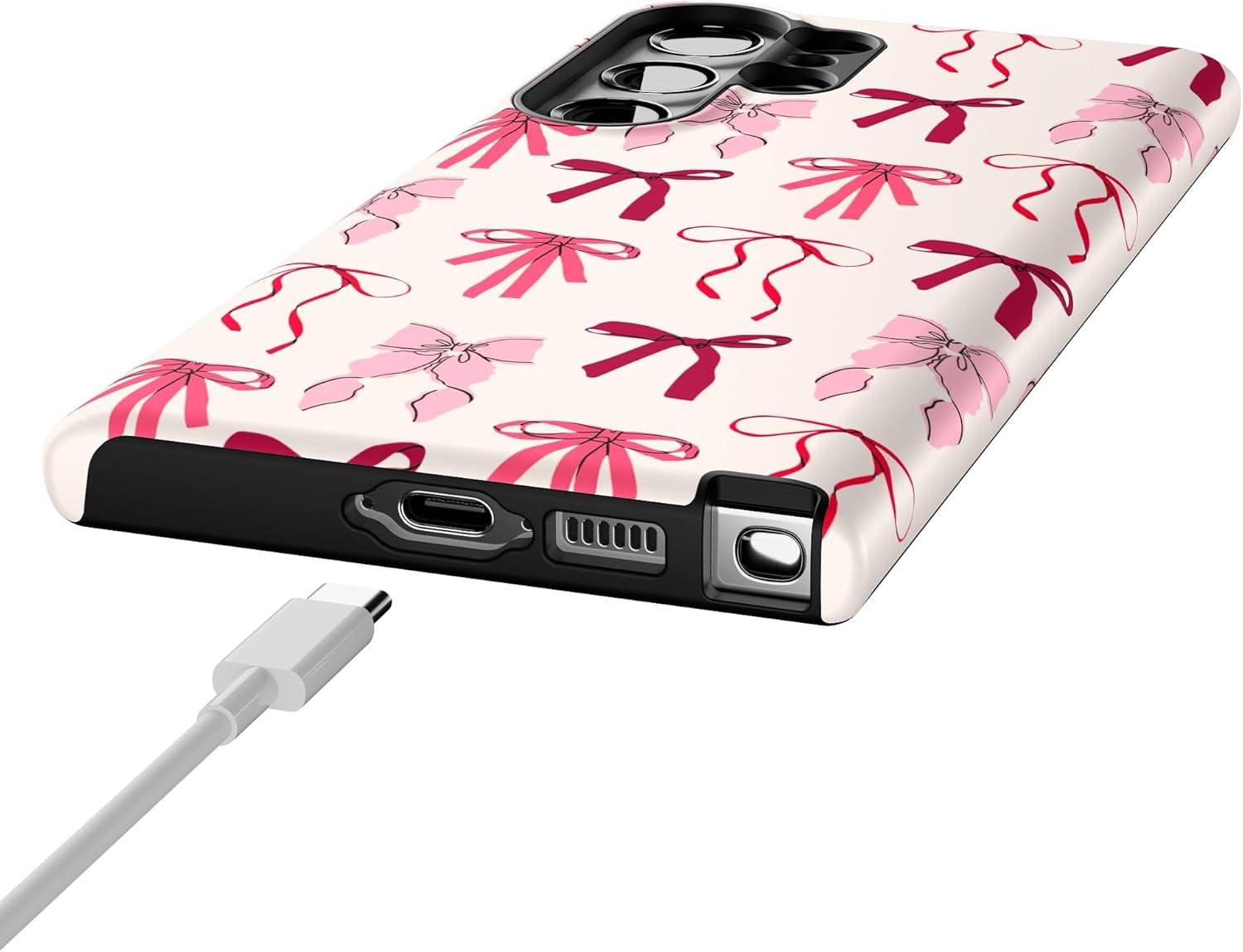 imageCasely Galaxy S23 Ultra Case Nantucket Cottage Blue Hydrangea Essential Slim DualLayer Protective DesignLover Girlie Pink Bows