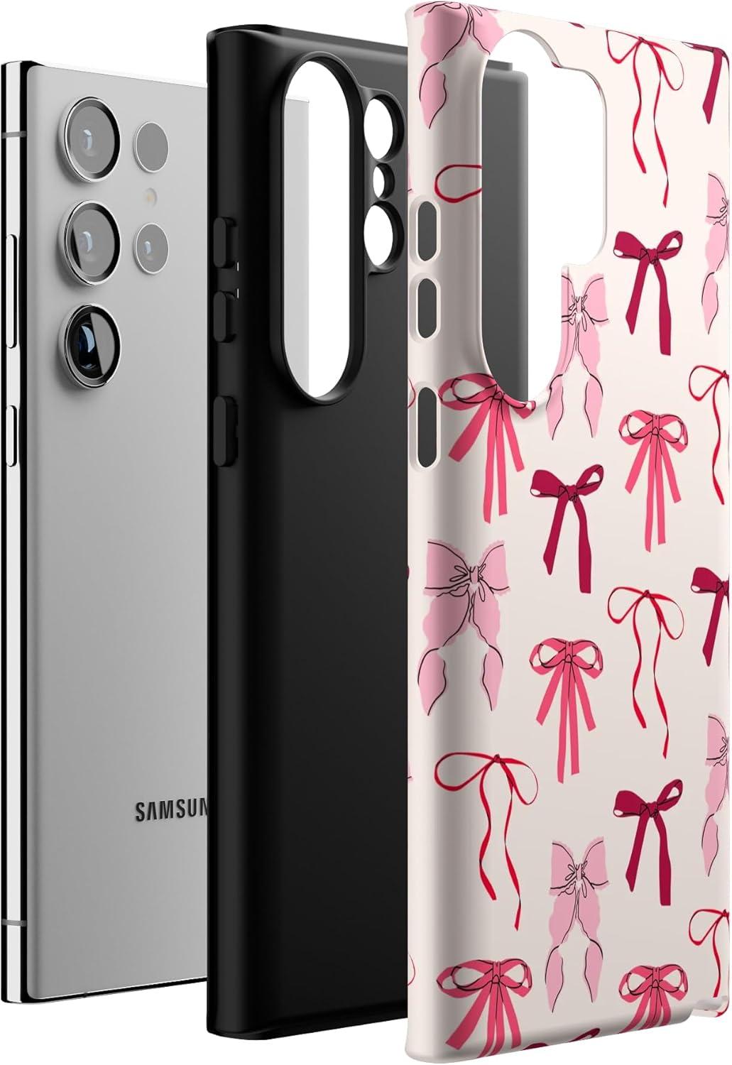 imageCasely Galaxy S23 Ultra Case Nantucket Cottage Blue Hydrangea Essential Slim DualLayer Protective DesignLover Girlie Pink Bows