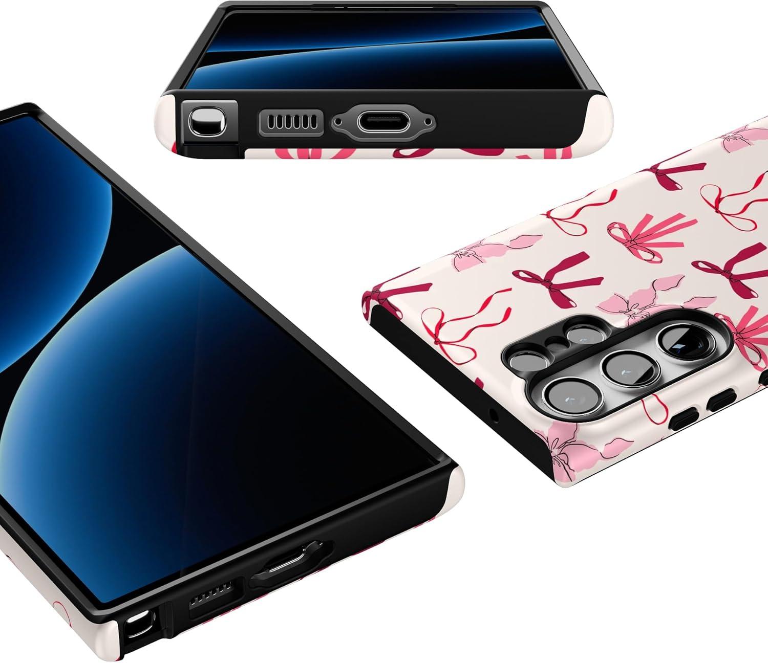 imageCasely Galaxy S23 Ultra Case Nantucket Cottage Blue Hydrangea Essential Slim DualLayer Protective DesignLover Girlie Pink Bows