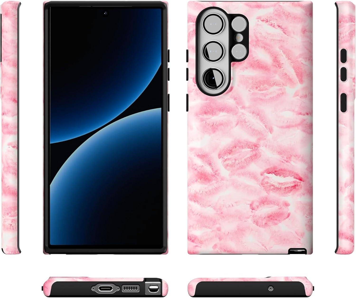 imageCasely Galaxy S23 Ultra Case Nantucket Cottage Blue Hydrangea Essential Slim DualLayer Protective DesignSealed with a Kiss Pink Lipstick