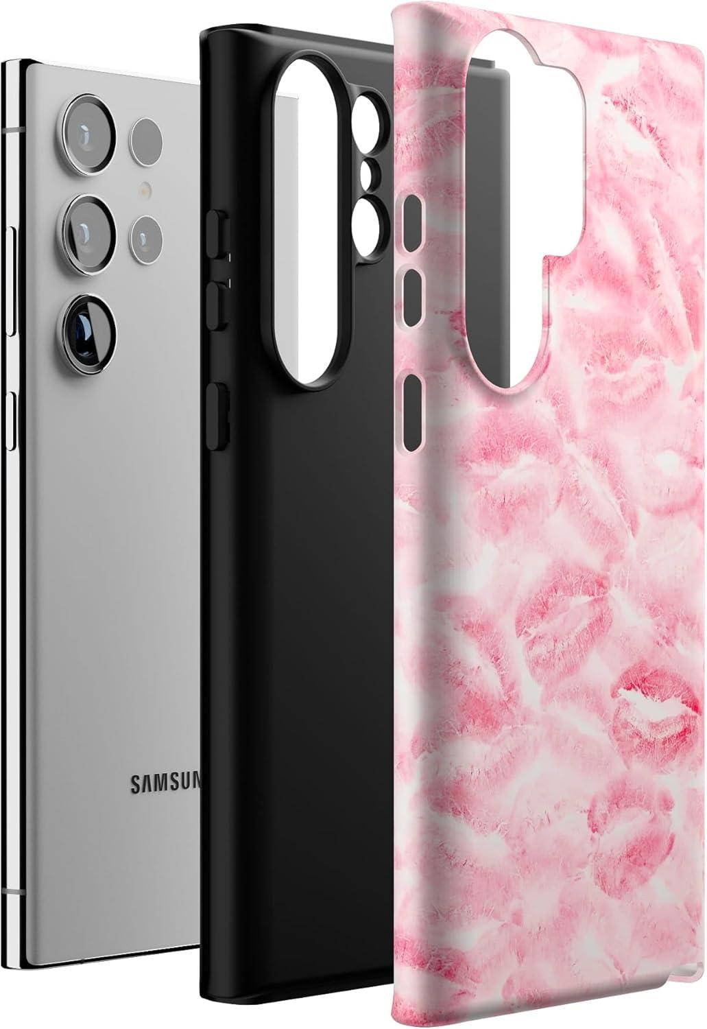 imageCasely Galaxy S23 Ultra Case Nantucket Cottage Blue Hydrangea Essential Slim DualLayer Protective DesignSealed with a Kiss Pink Lipstick