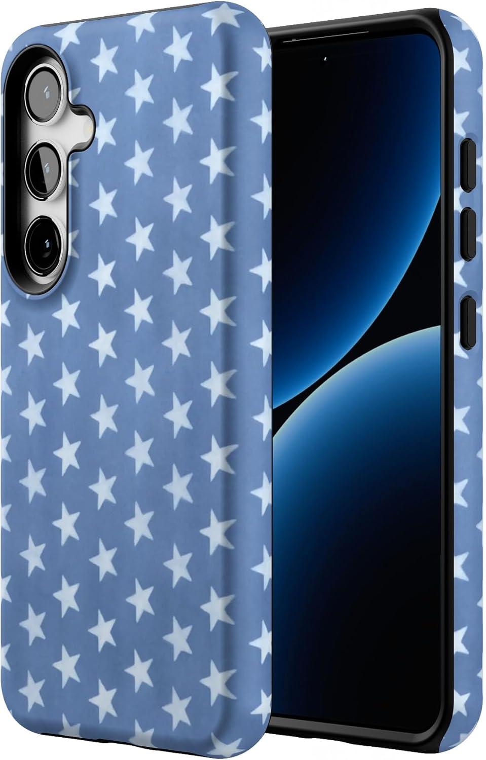 imageCasely Galaxy S24 Case Tuscan Tiles Dolce Vita Essential Slim DualLayer Protective DesignCoastal Blues Denim Stars