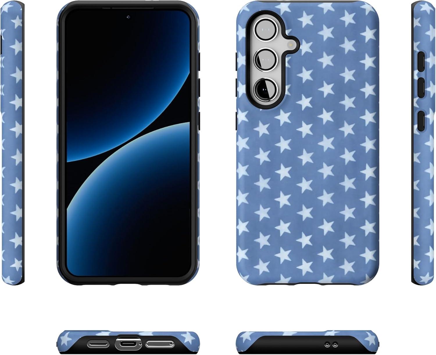 imageCasely Galaxy S24 Case Tuscan Tiles Dolce Vita Essential Slim DualLayer Protective DesignCoastal Blues Denim Stars