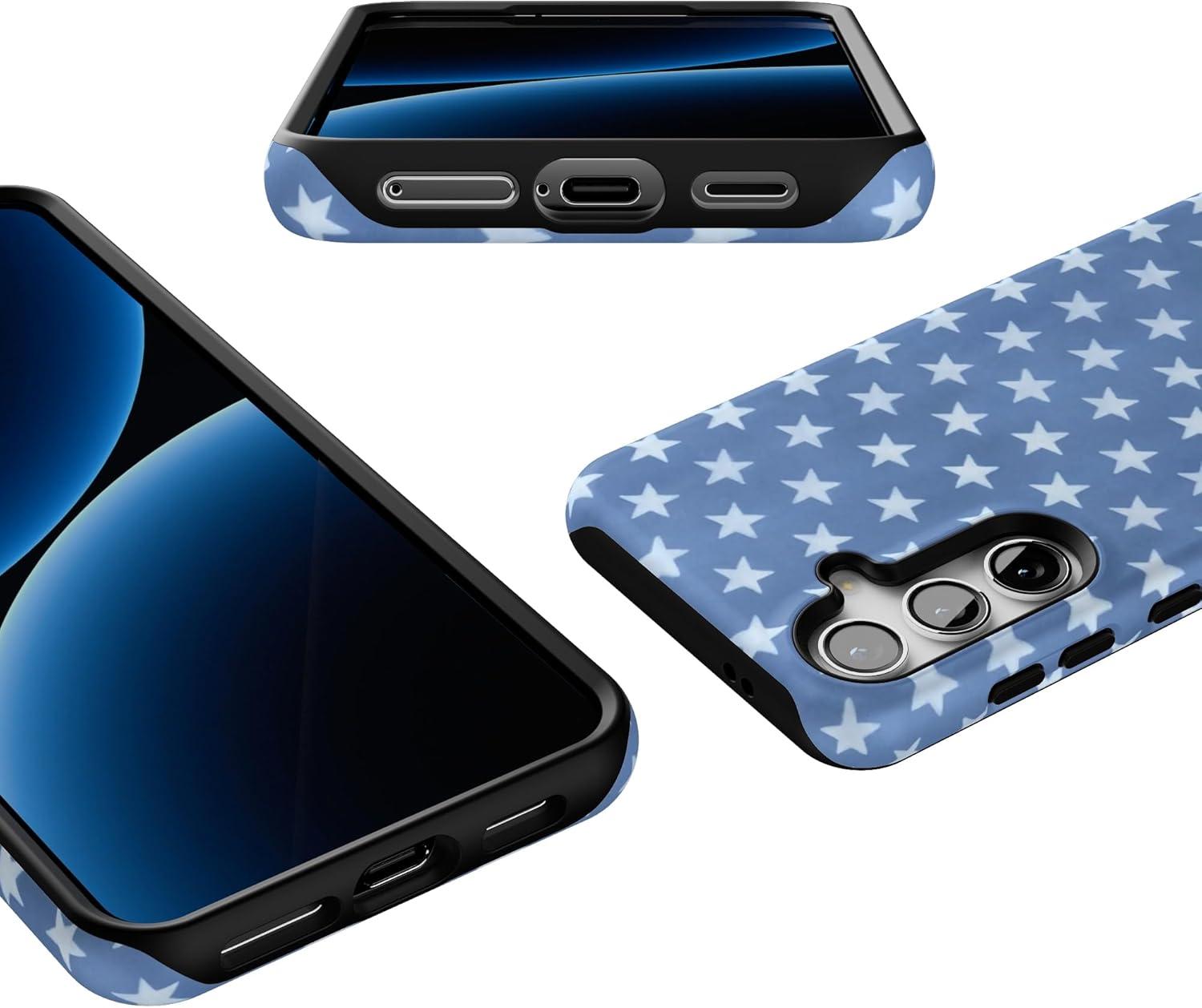 imageCasely Galaxy S24 Case Tuscan Tiles Dolce Vita Essential Slim DualLayer Protective DesignCoastal Blues Denim Stars