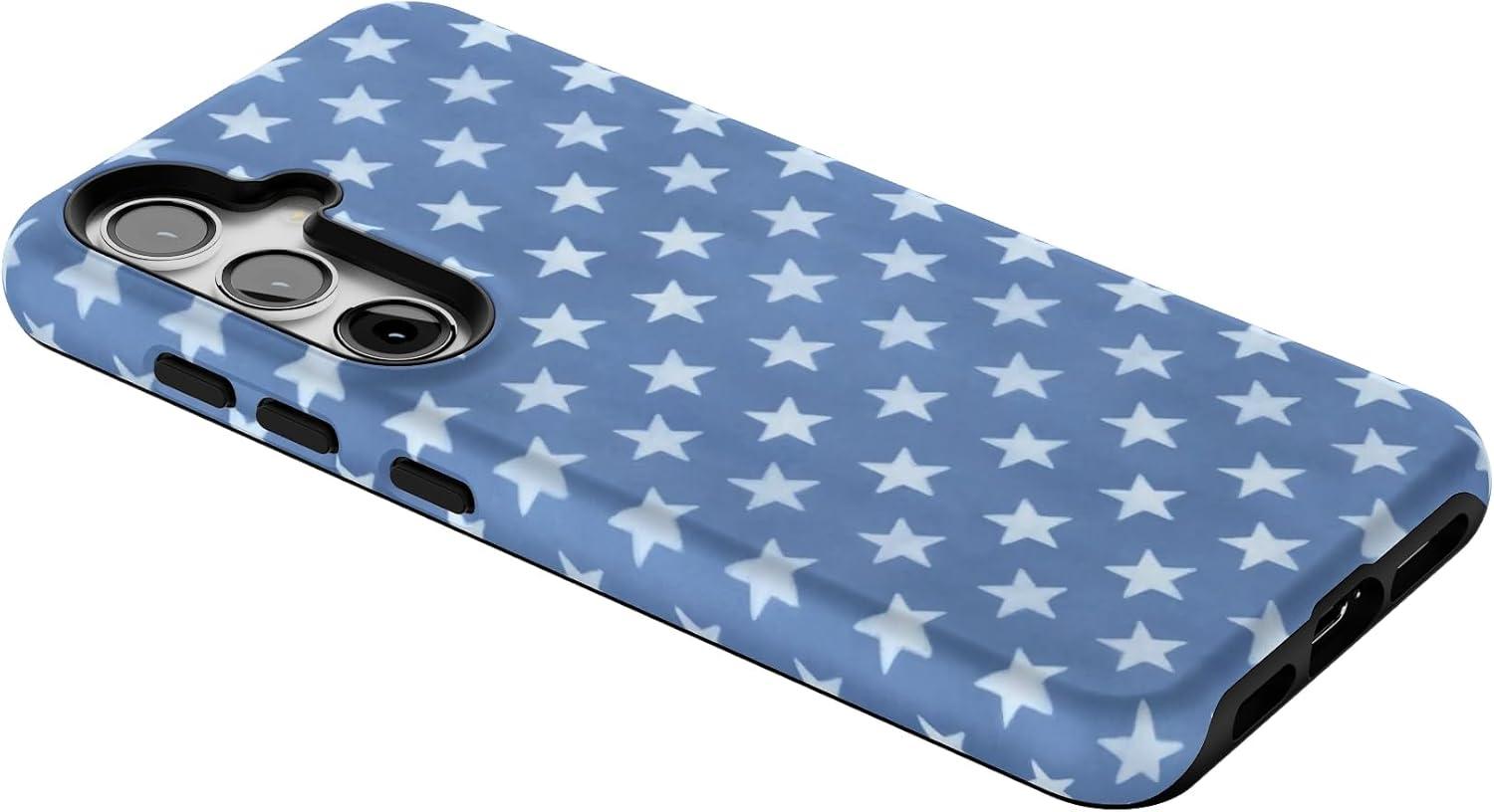 imageCasely Galaxy S24 Case Tuscan Tiles Dolce Vita Essential Slim DualLayer Protective DesignCoastal Blues Denim Stars