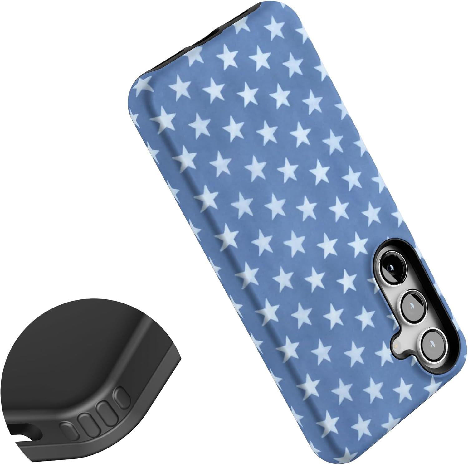 imageCasely Galaxy S24 Case Tuscan Tiles Dolce Vita Essential Slim DualLayer Protective DesignCoastal Blues Denim Stars