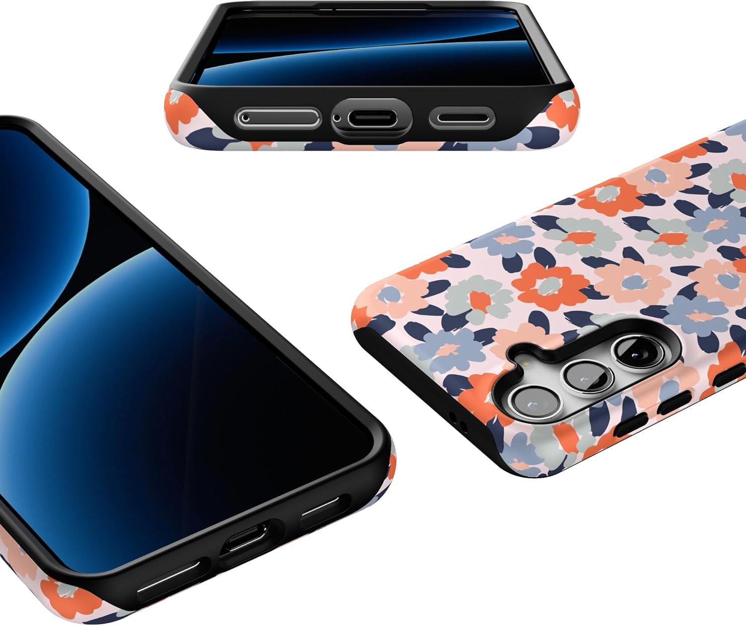 imageCasely Galaxy S24 Case Tuscan Tiles Dolce Vita Essential Slim DualLayer Protective DesignField of Flowers Pastel Floral