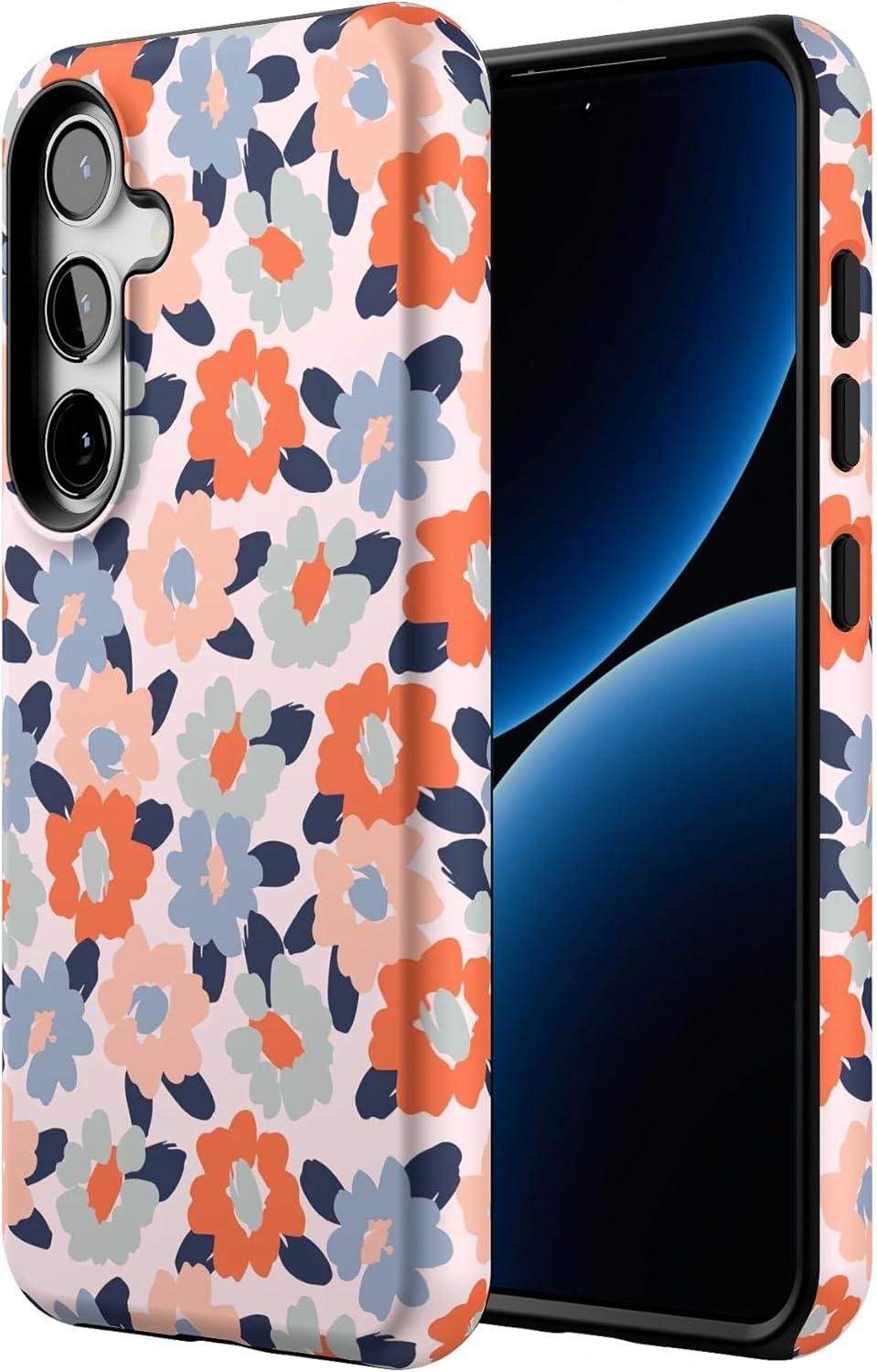 imageCasely Galaxy S24 Case Tuscan Tiles Dolce Vita Essential Slim DualLayer Protective DesignField of Flowers Pastel Floral