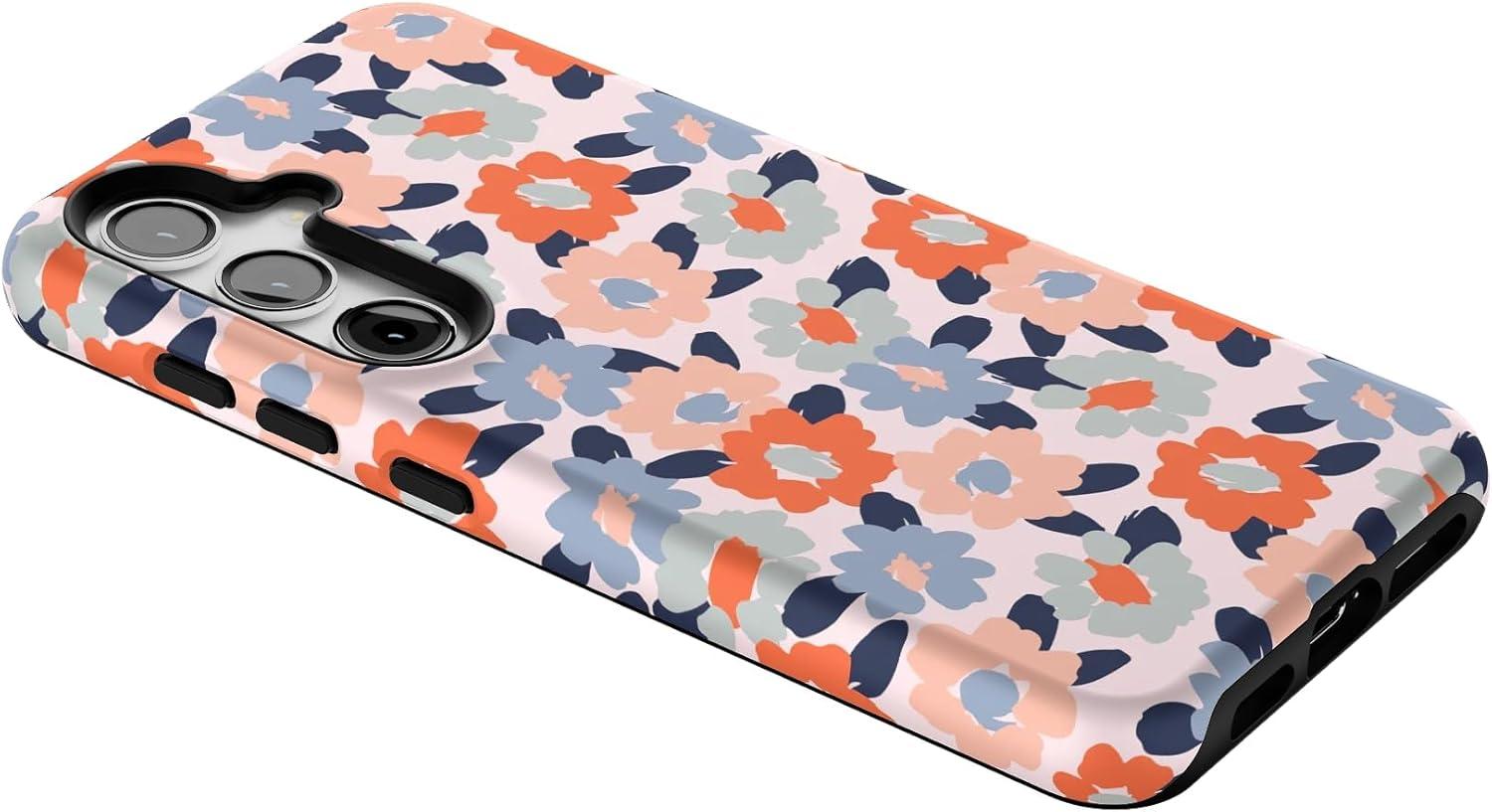 imageCasely Galaxy S24 Case Tuscan Tiles Dolce Vita Essential Slim DualLayer Protective DesignField of Flowers Pastel Floral