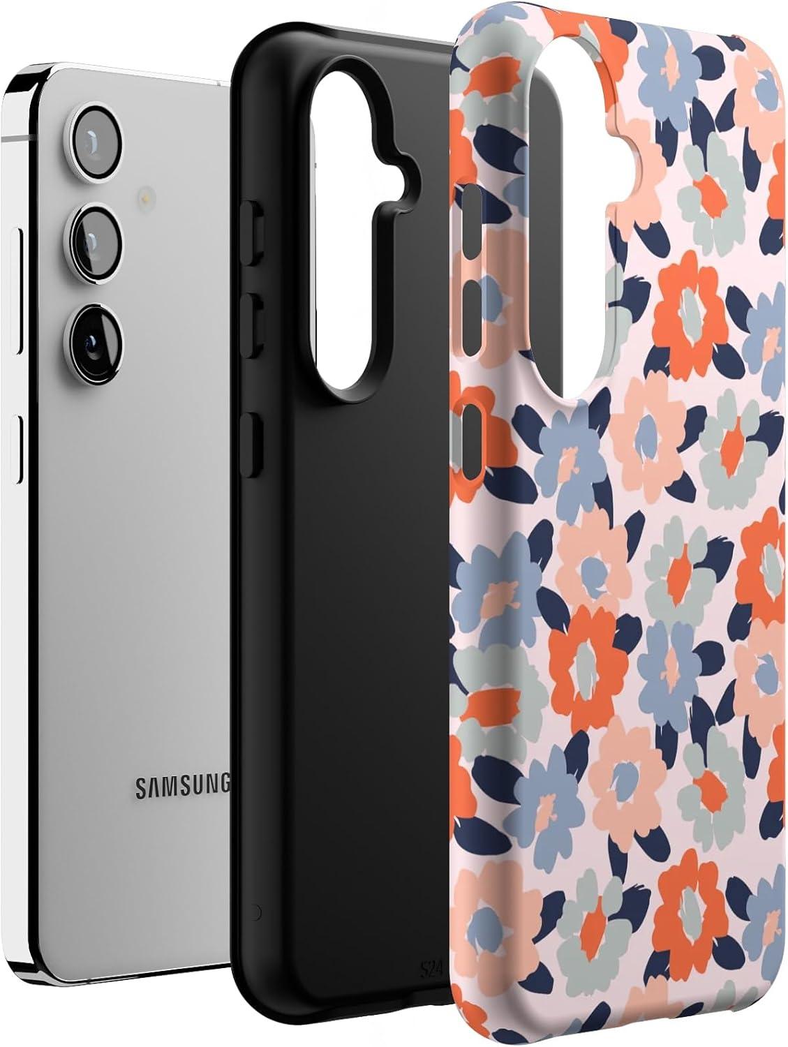 imageCasely Galaxy S24 Case Tuscan Tiles Dolce Vita Essential Slim DualLayer Protective DesignField of Flowers Pastel Floral