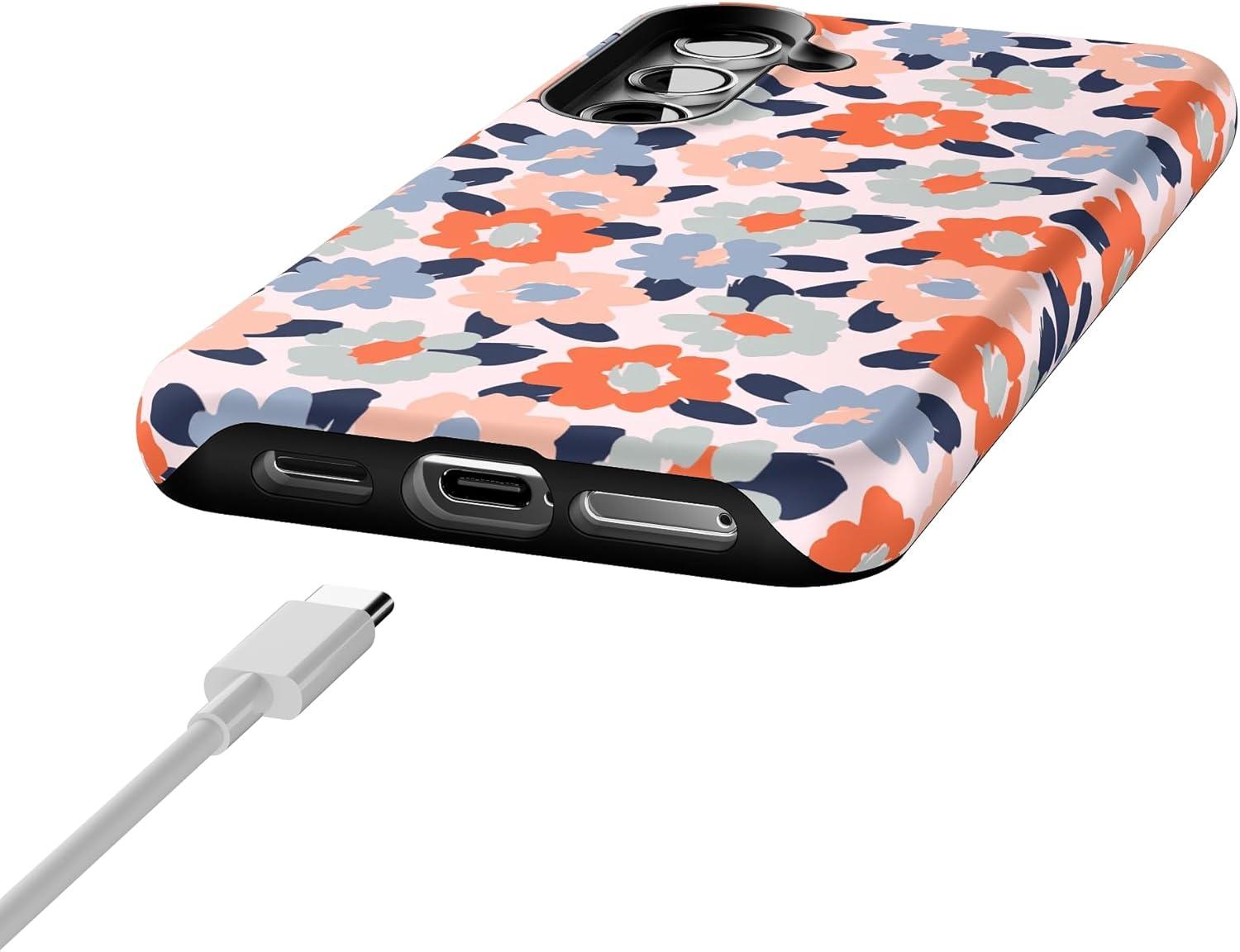 imageCasely Galaxy S24 Case Tuscan Tiles Dolce Vita Essential Slim DualLayer Protective DesignField of Flowers Pastel Floral