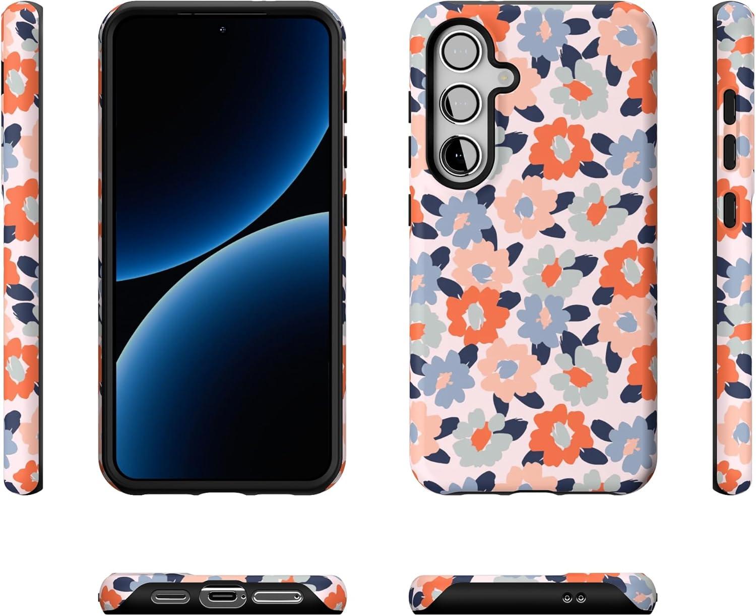 imageCasely Galaxy S24 Case Tuscan Tiles Dolce Vita Essential Slim DualLayer Protective DesignField of Flowers Pastel Floral