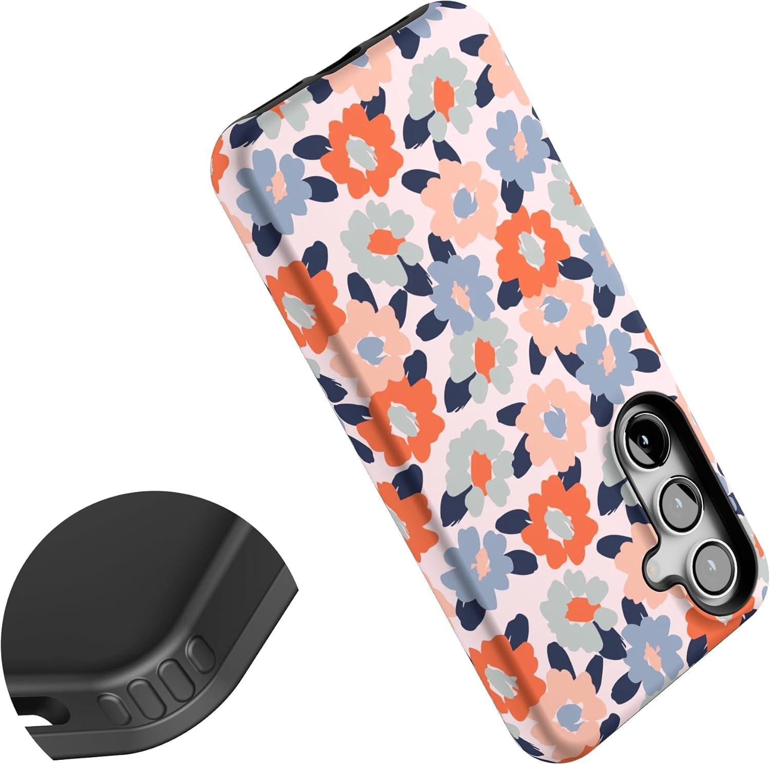 imageCasely Galaxy S24 Case Tuscan Tiles Dolce Vita Essential Slim DualLayer Protective DesignField of Flowers Pastel Floral