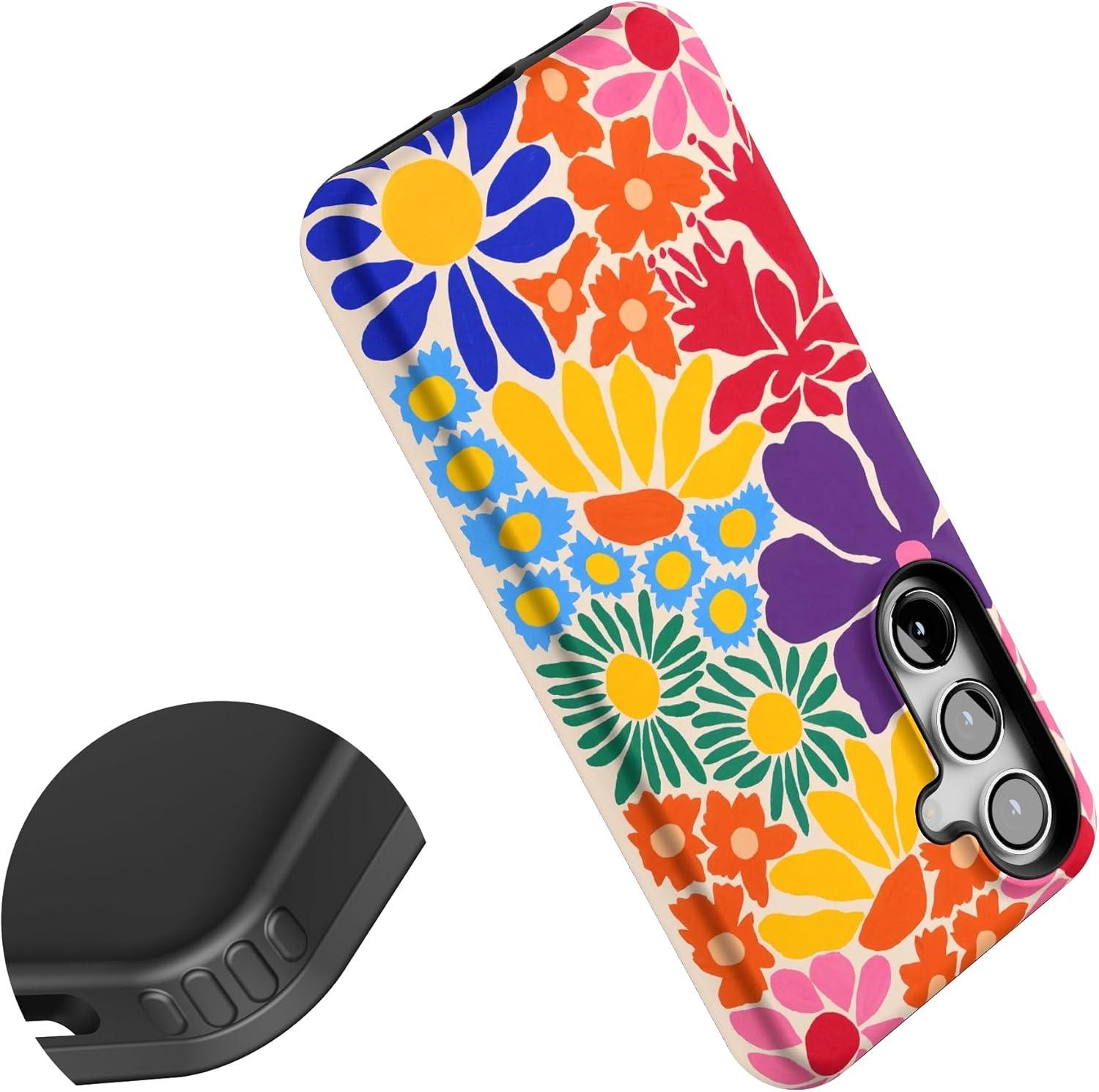 imageCasely Galaxy S24 Case Tuscan Tiles Dolce Vita Essential Slim DualLayer Protective DesignFlower Patch MultiColor Floral