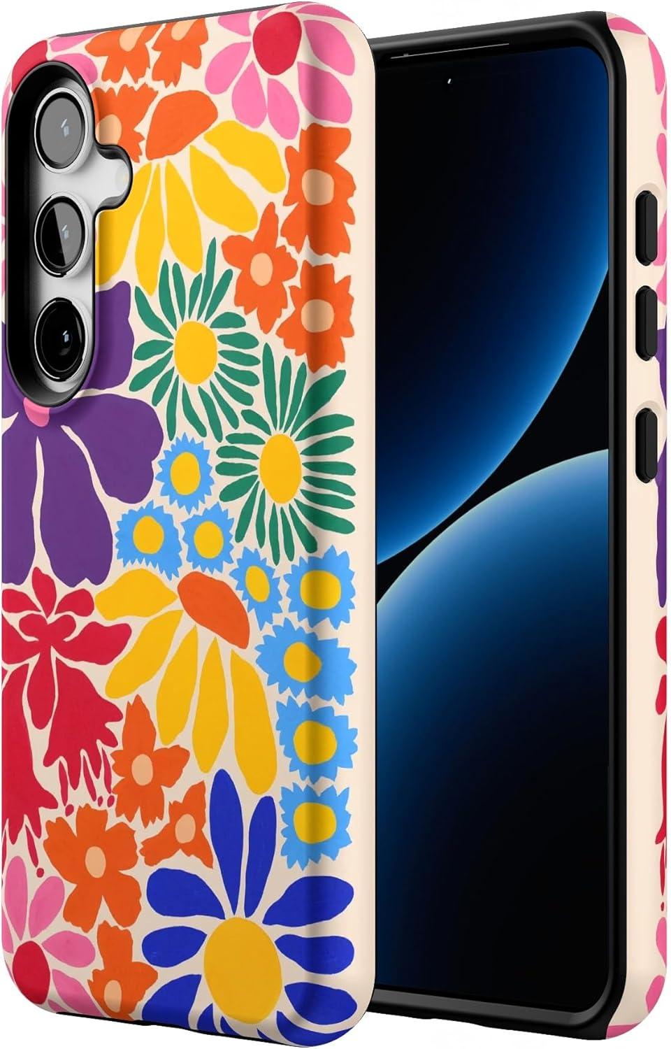 imageCasely Galaxy S24 Case Tuscan Tiles Dolce Vita Essential Slim DualLayer Protective DesignFlower Patch MultiColor Floral