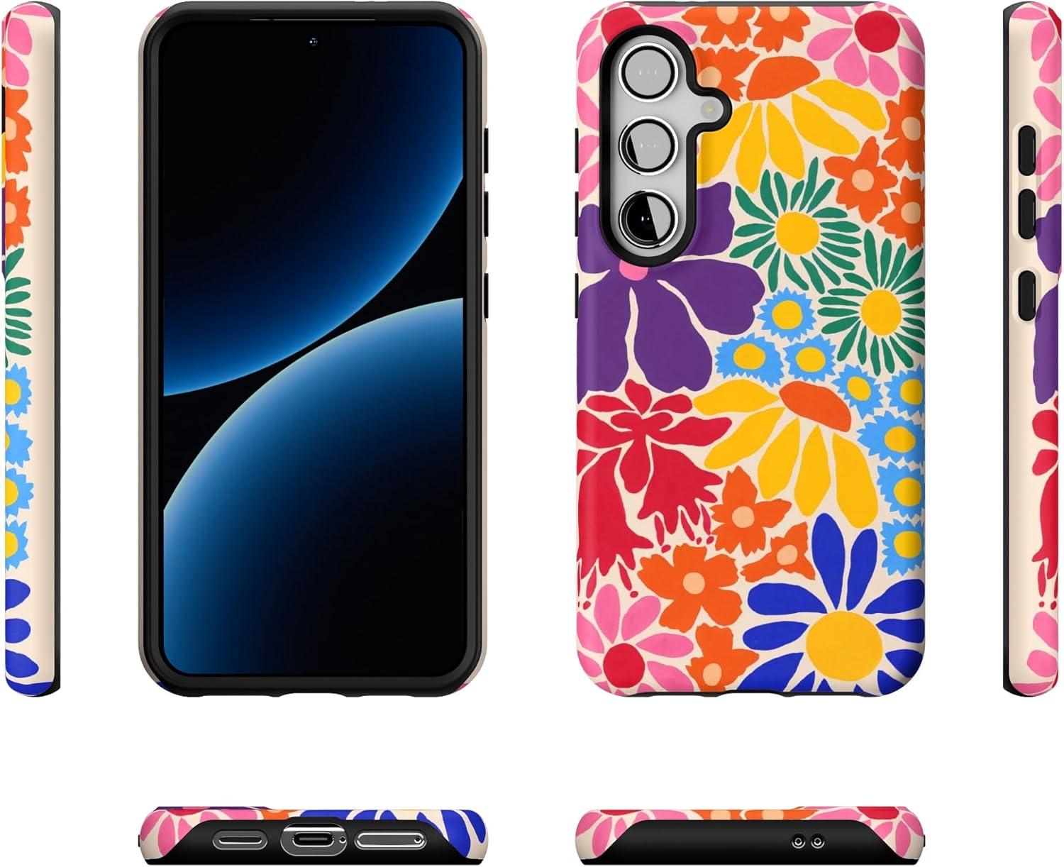 imageCasely Galaxy S24 Case Tuscan Tiles Dolce Vita Essential Slim DualLayer Protective DesignFlower Patch MultiColor Floral
