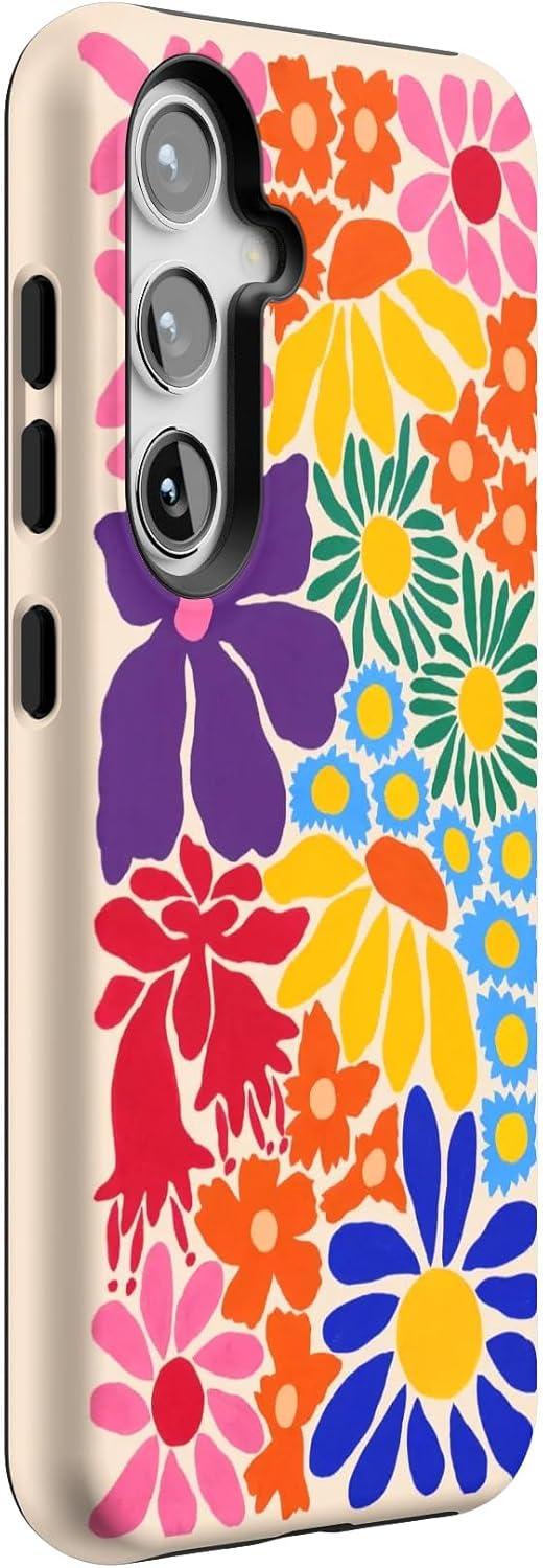 imageCasely Galaxy S24 Case Tuscan Tiles Dolce Vita Essential Slim DualLayer Protective DesignFlower Patch MultiColor Floral