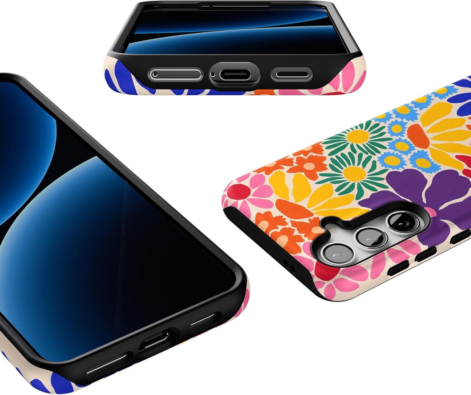 imageCasely Galaxy S24 Case Tuscan Tiles Dolce Vita Essential Slim DualLayer Protective DesignFlower Patch MultiColor Floral