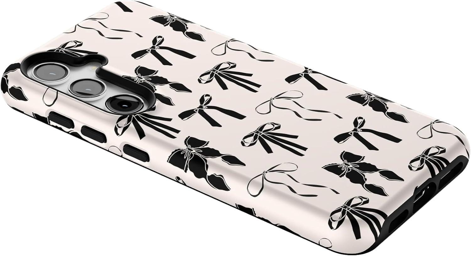 imageCasely Galaxy S24 Case Tuscan Tiles Dolce Vita Essential Slim DualLayer Protective DesignGoth Girlie Black Bows