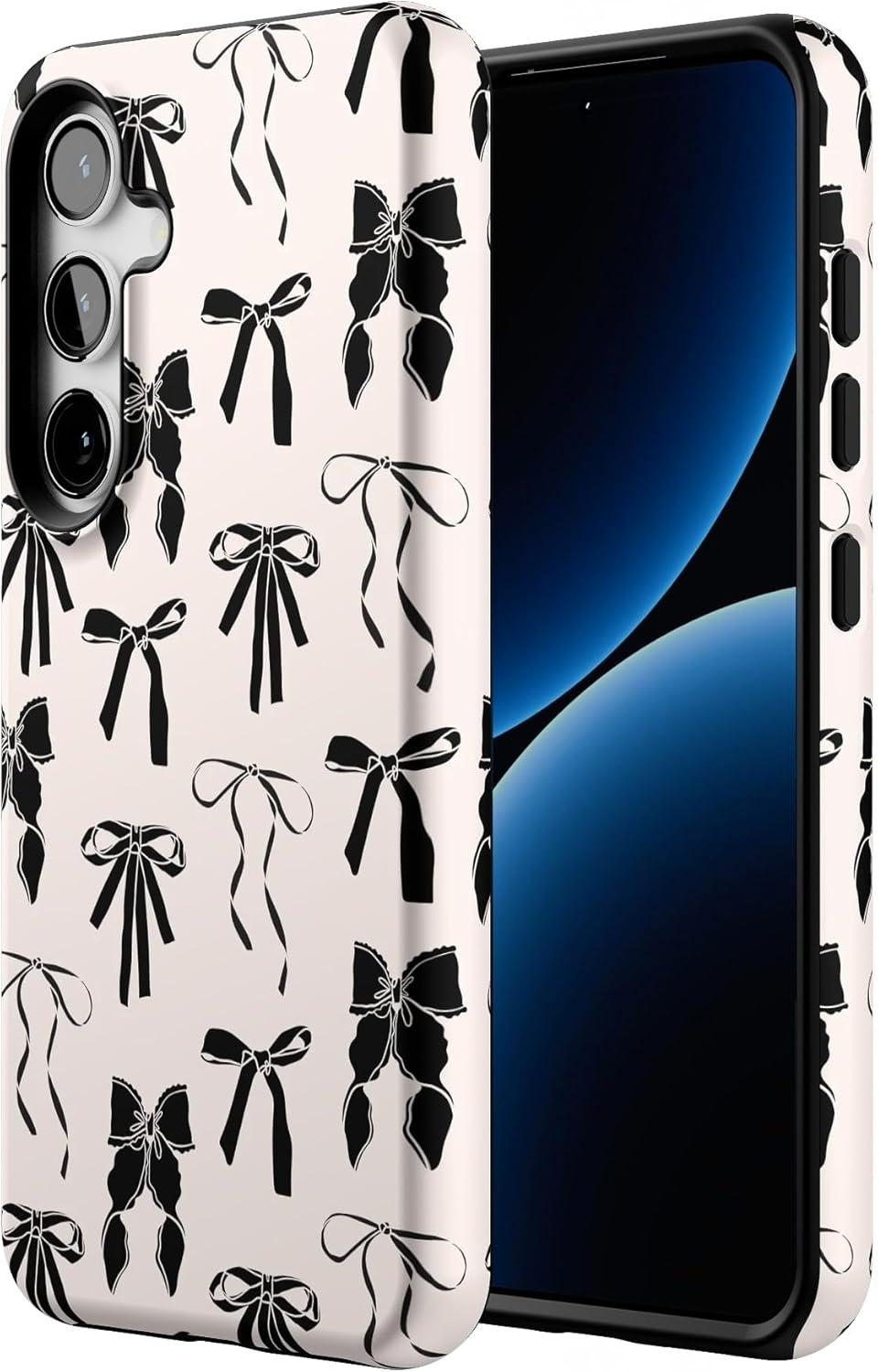 imageCasely Galaxy S24 Case Tuscan Tiles Dolce Vita Essential Slim DualLayer Protective DesignGoth Girlie Black Bows