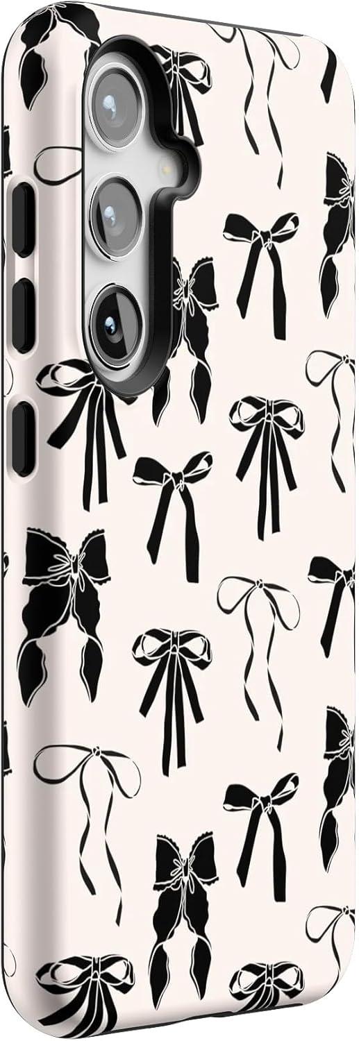 imageCasely Galaxy S24 Case Tuscan Tiles Dolce Vita Essential Slim DualLayer Protective DesignGoth Girlie Black Bows