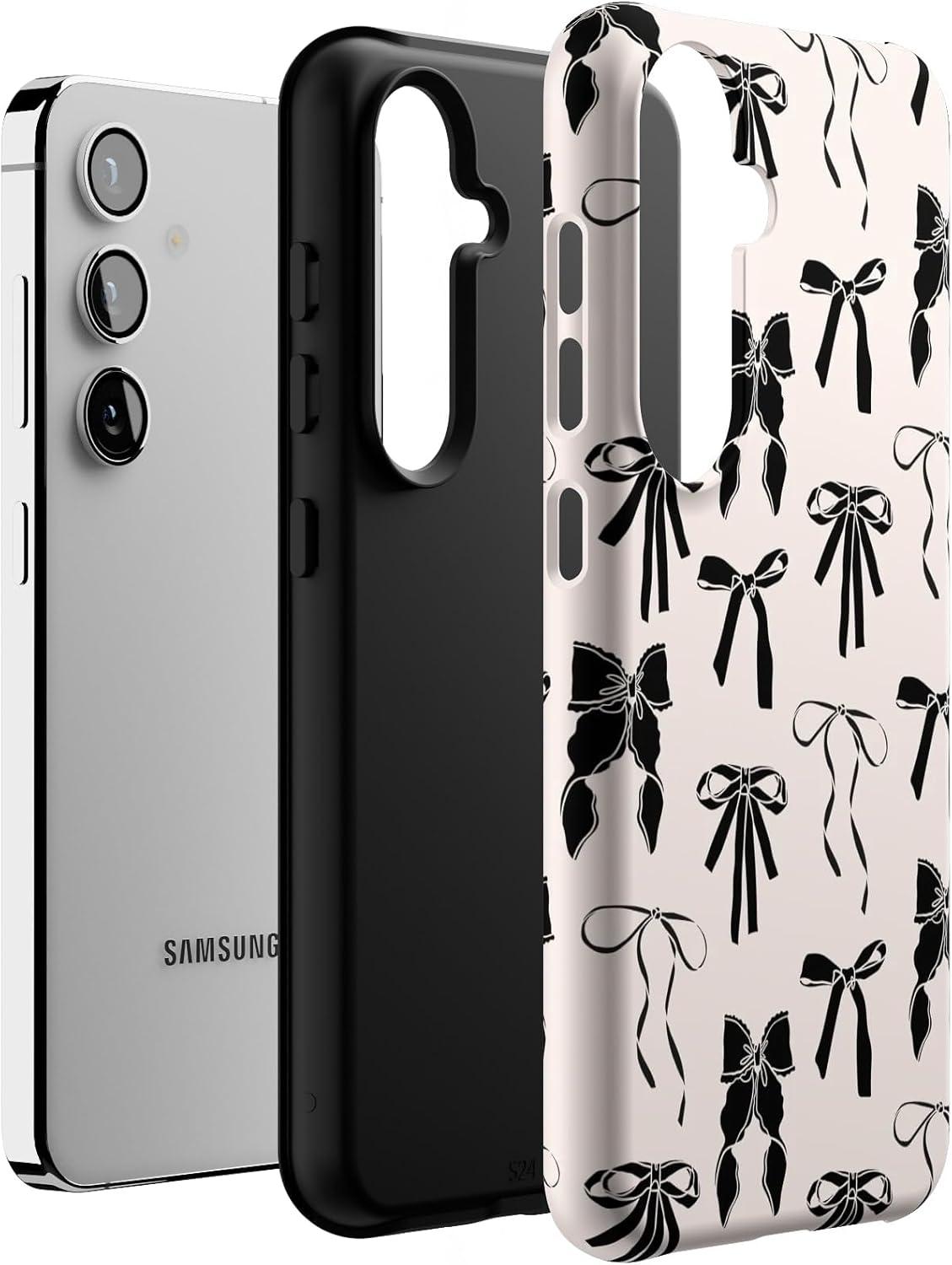 imageCasely Galaxy S24 Case Tuscan Tiles Dolce Vita Essential Slim DualLayer Protective DesignGoth Girlie Black Bows