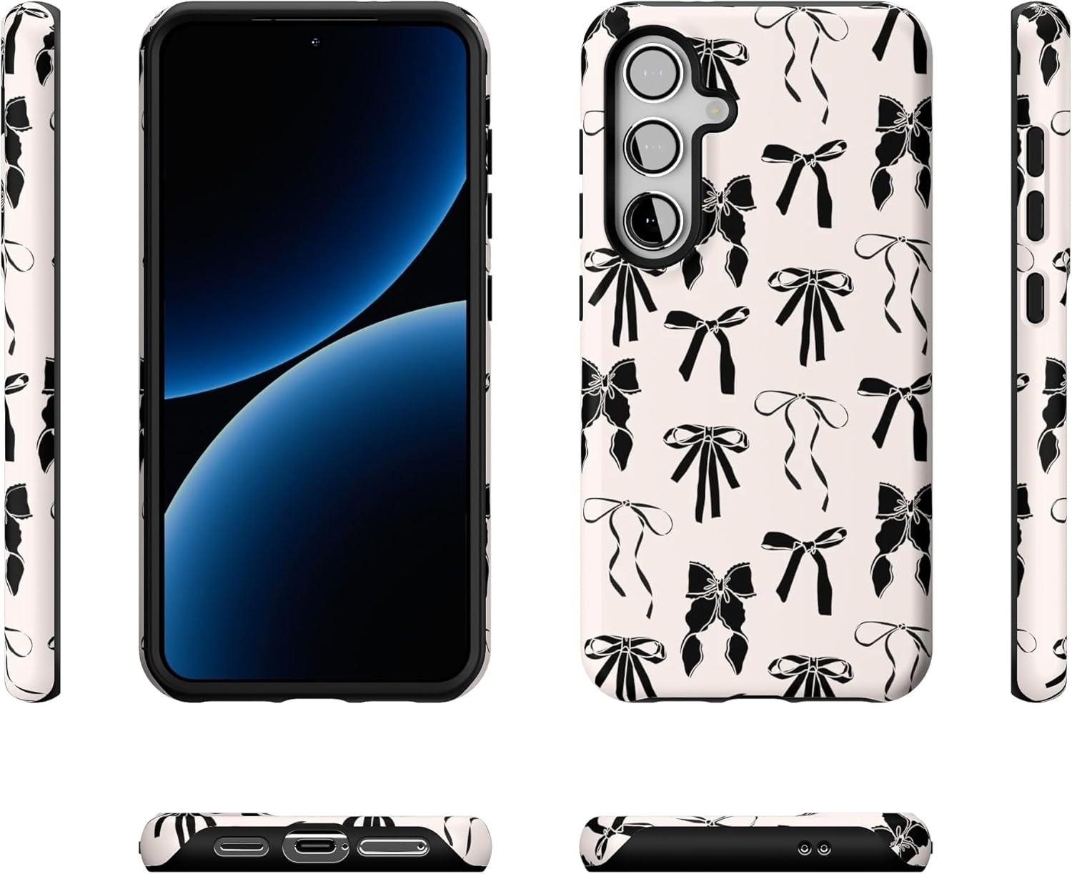 imageCasely Galaxy S24 Case Tuscan Tiles Dolce Vita Essential Slim DualLayer Protective DesignGoth Girlie Black Bows