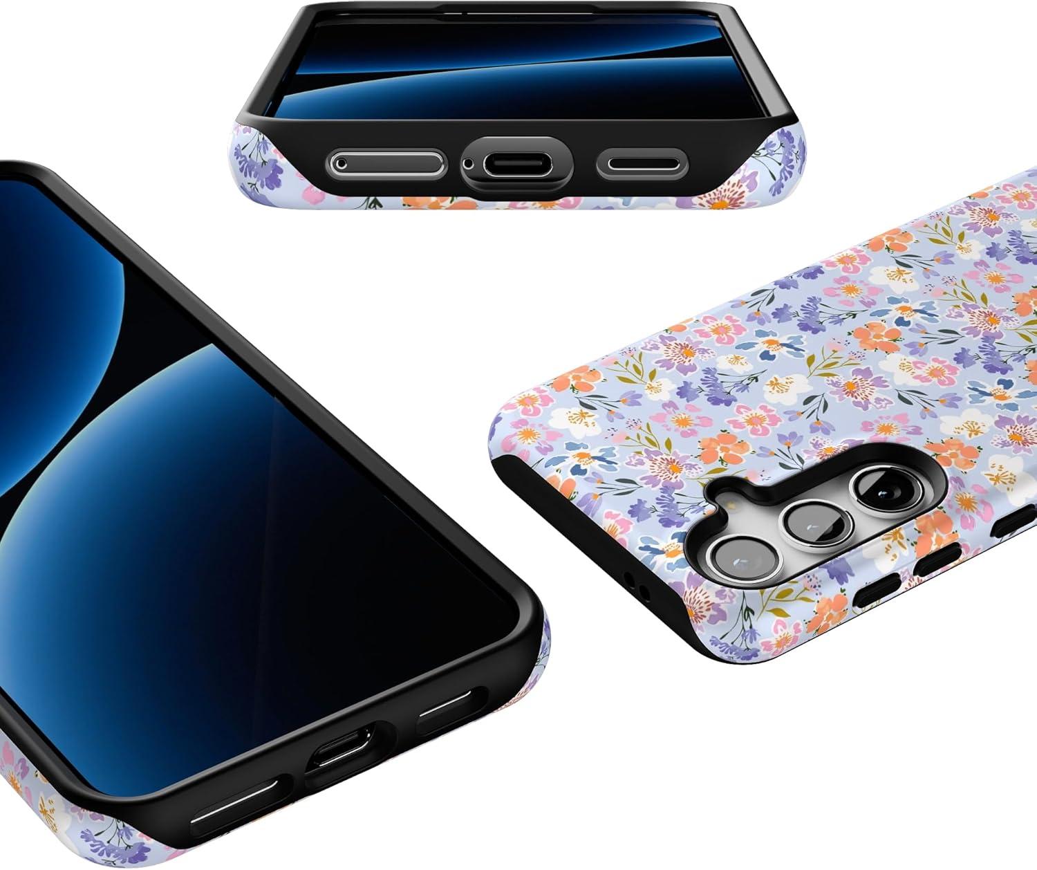 imageCasely Galaxy S24 Case Tuscan Tiles Dolce Vita Essential Slim DualLayer Protective DesignPoppy Meadows Pastel Floral