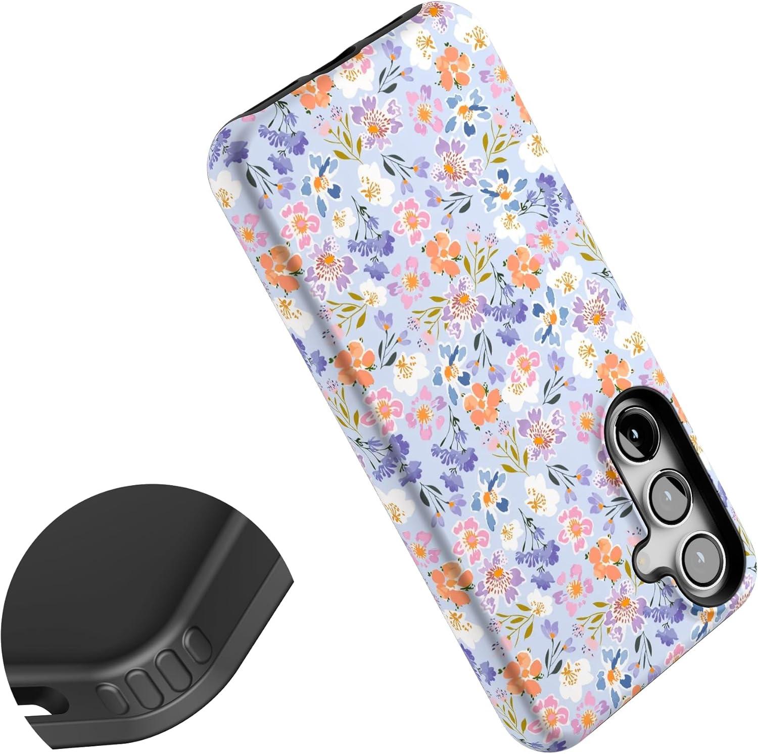 imageCasely Galaxy S24 Case Tuscan Tiles Dolce Vita Essential Slim DualLayer Protective DesignPoppy Meadows Pastel Floral
