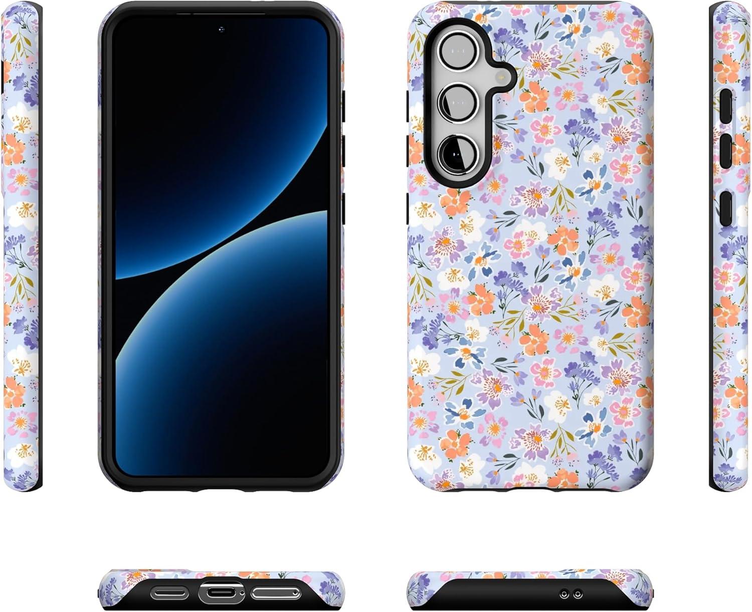 imageCasely Galaxy S24 Case Tuscan Tiles Dolce Vita Essential Slim DualLayer Protective DesignPoppy Meadows Pastel Floral