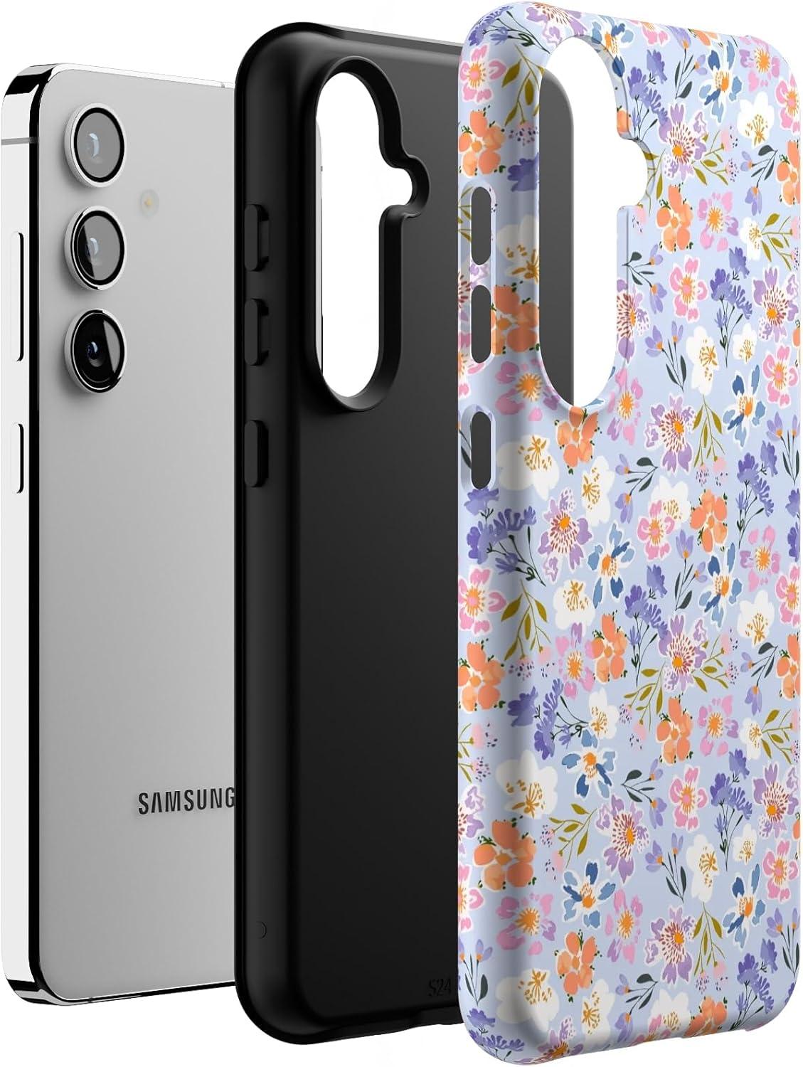 imageCasely Galaxy S24 Case Tuscan Tiles Dolce Vita Essential Slim DualLayer Protective DesignPoppy Meadows Pastel Floral