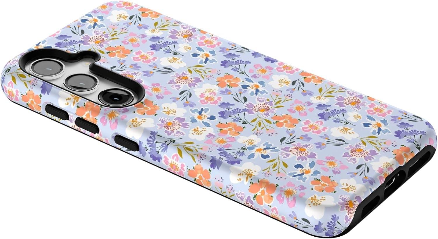 imageCasely Galaxy S24 Case Tuscan Tiles Dolce Vita Essential Slim DualLayer Protective DesignPoppy Meadows Pastel Floral