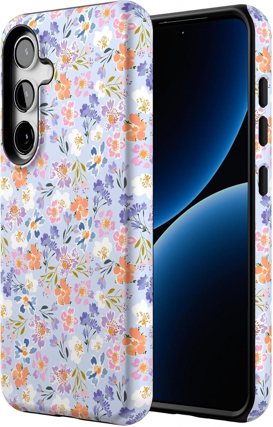 imageCasely Galaxy S24 Case Tuscan Tiles Dolce Vita Essential Slim DualLayer Protective DesignPoppy Meadows Pastel Floral