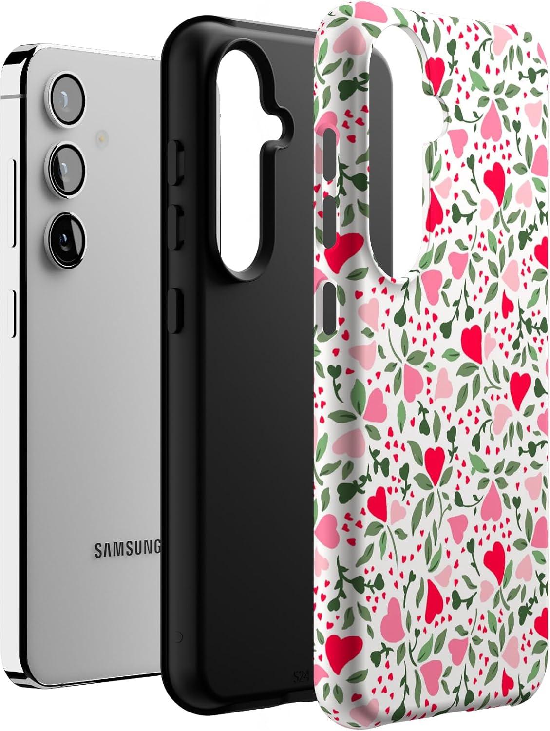 imageCasely Galaxy S24 Case Tuscan Tiles Dolce Vita Essential Slim DualLayer Protective DesignVines of Love Floral Heart