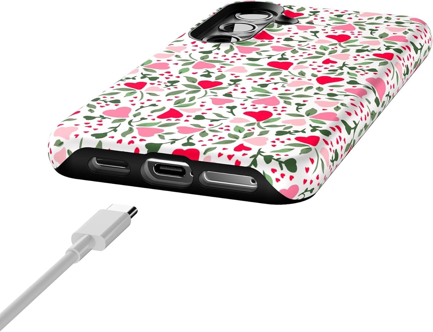 imageCasely Galaxy S24 Case Tuscan Tiles Dolce Vita Essential Slim DualLayer Protective DesignVines of Love Floral Heart