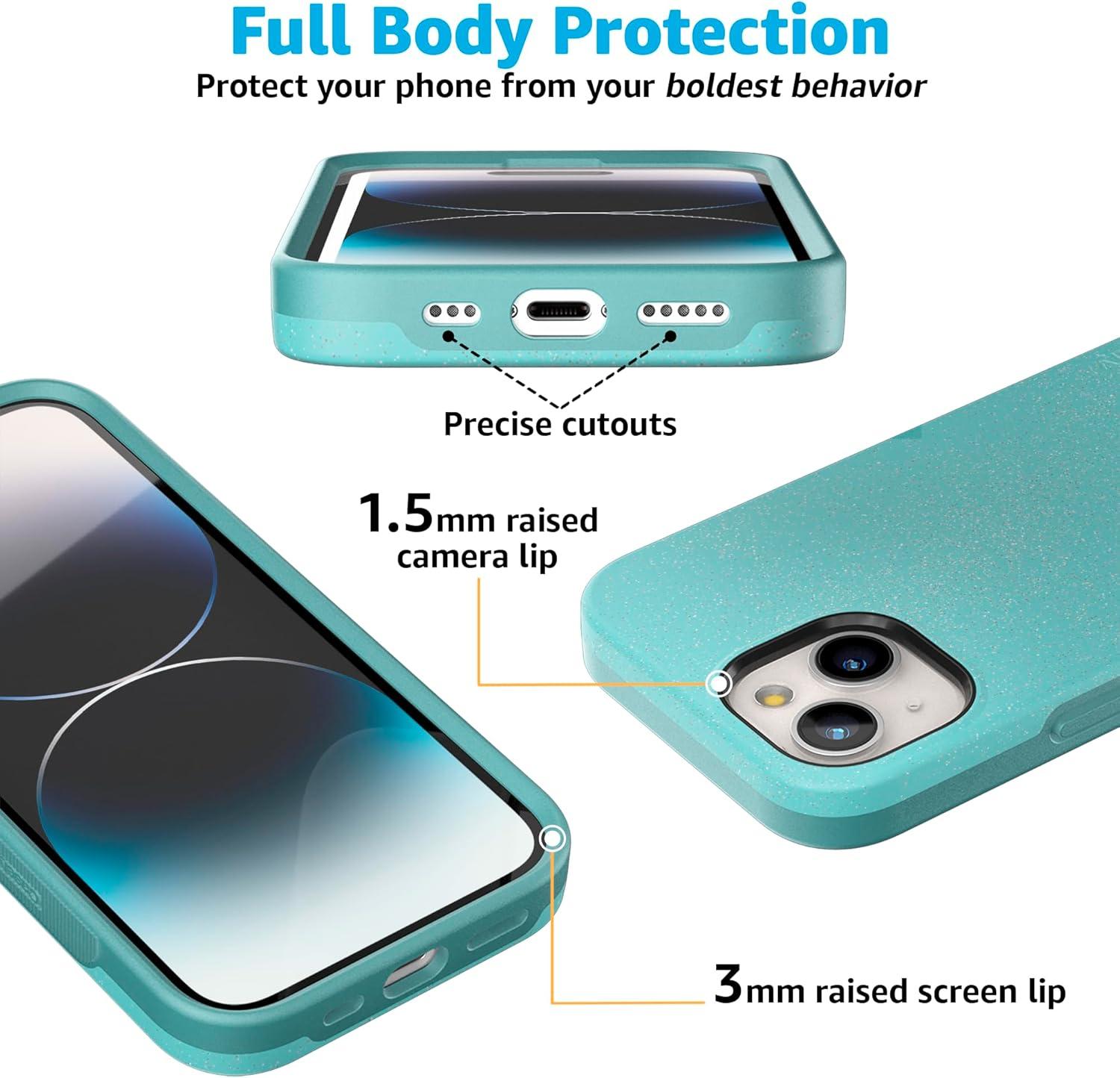 imageCasely iPhone 15 Plus Case Outside The Lines Crayola Marker Case Bold Compatible with MagSafeAquamarine Ocean Blue Shimmer Glitter