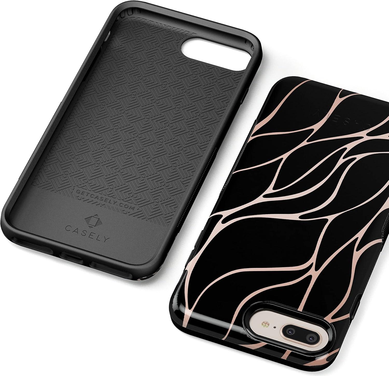 imageCasely iPhone 678 Plus Case Make Your Mark Crayola Paint CaseBlack and Gold Metallic Waves