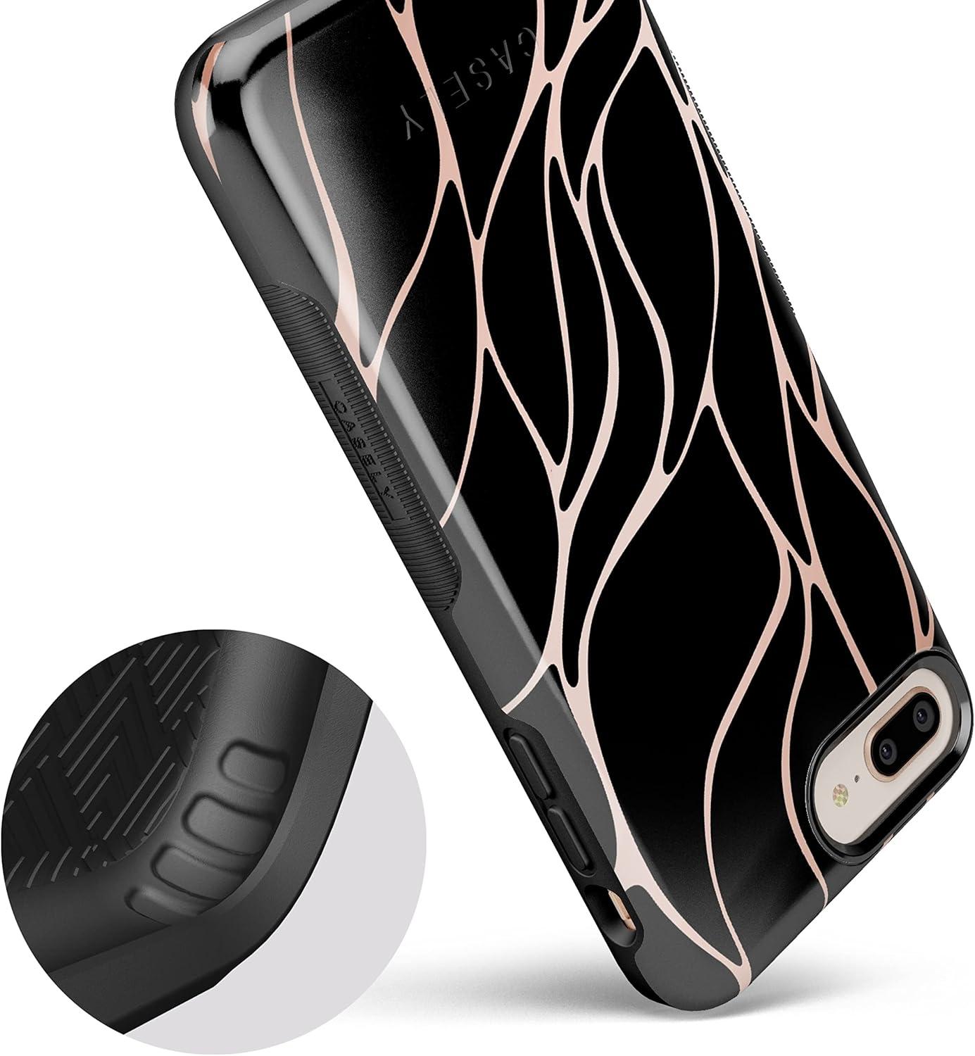 imageCasely iPhone 678 Plus Case Make Your Mark Crayola Paint CaseBlack and Gold Metallic Waves